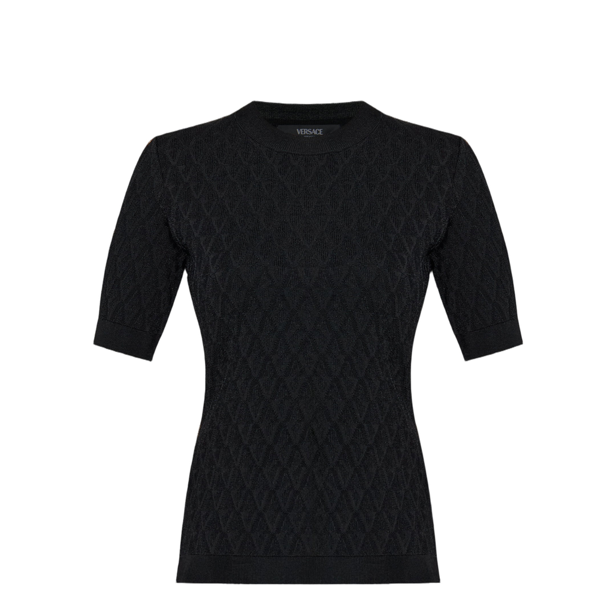 Logo V Jacquard Knit T-Shirt