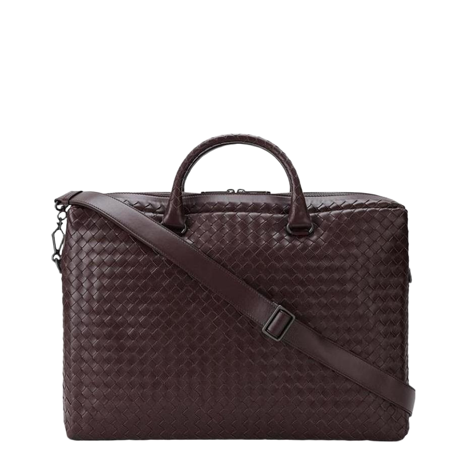 Intrecciato Leather Briefcase - Brown