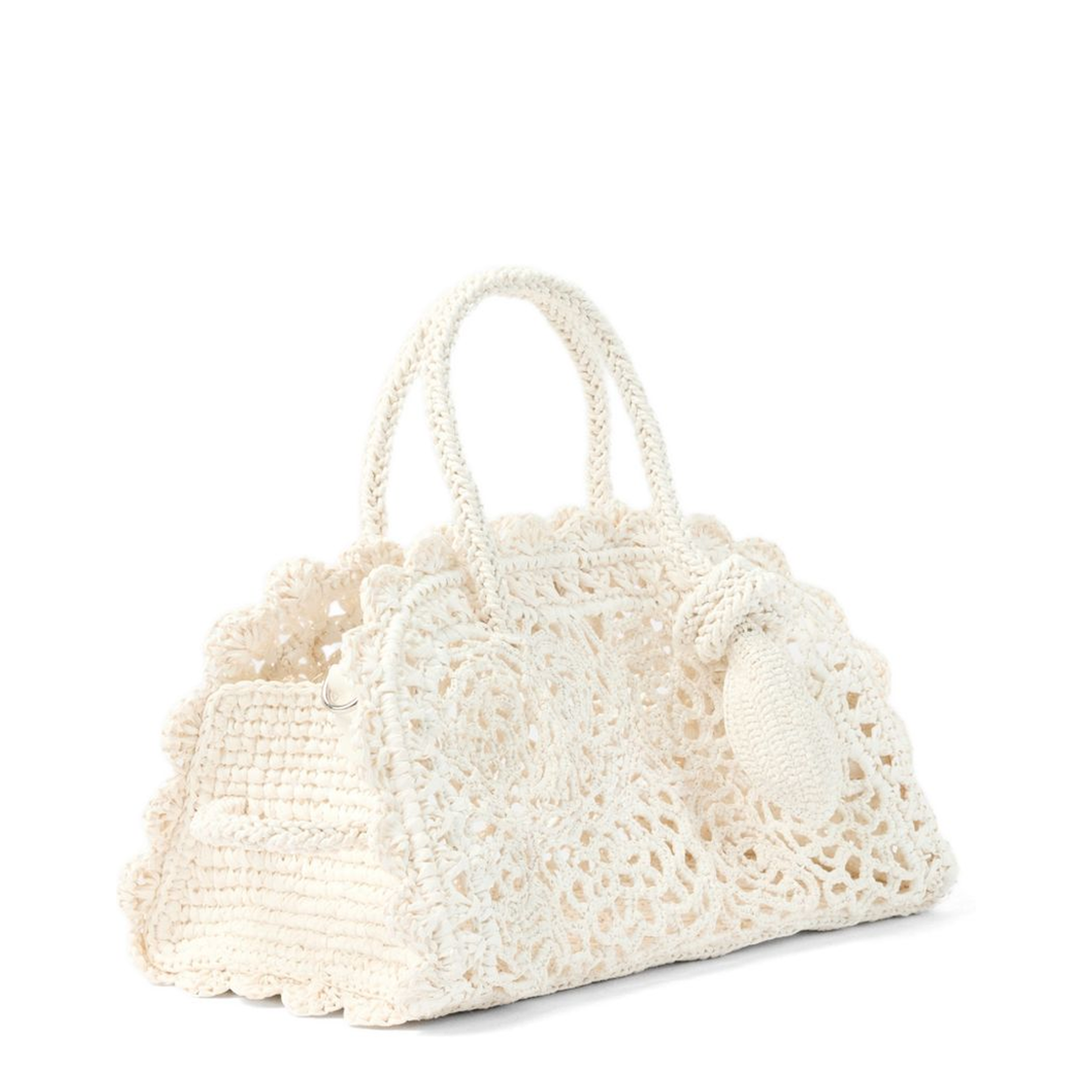 Turismo Small Crochet Shoulder Bag - White