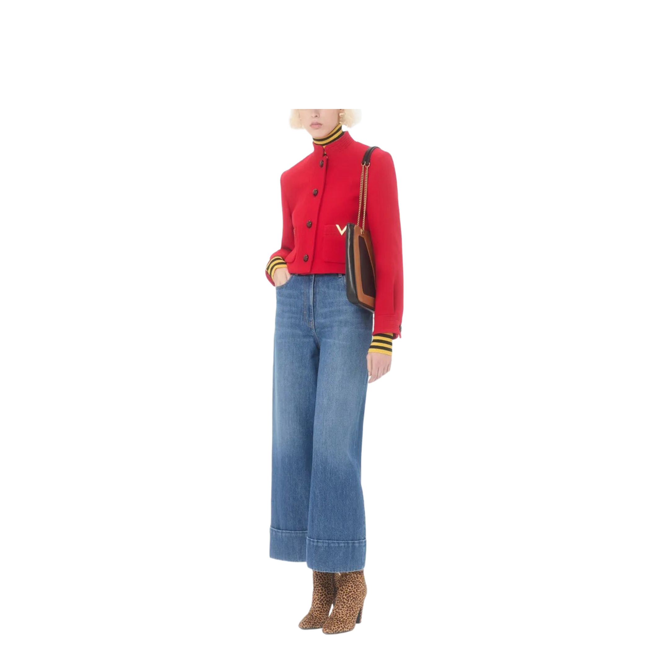 Denim Trousers with V Gold