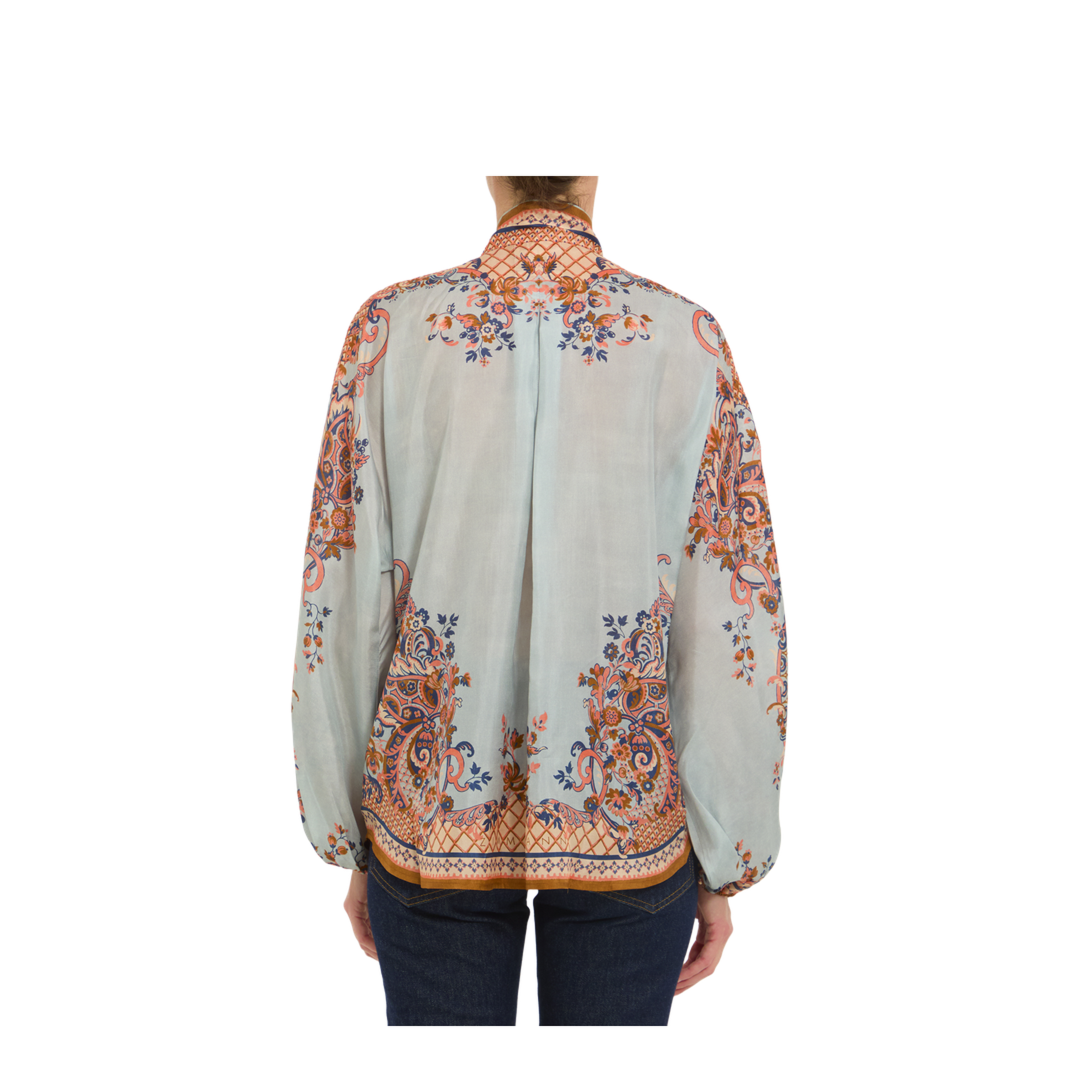 MAYFEYR - Zimmermann - Aster Tie Neck Blouse - 4461TSS261BLUPF