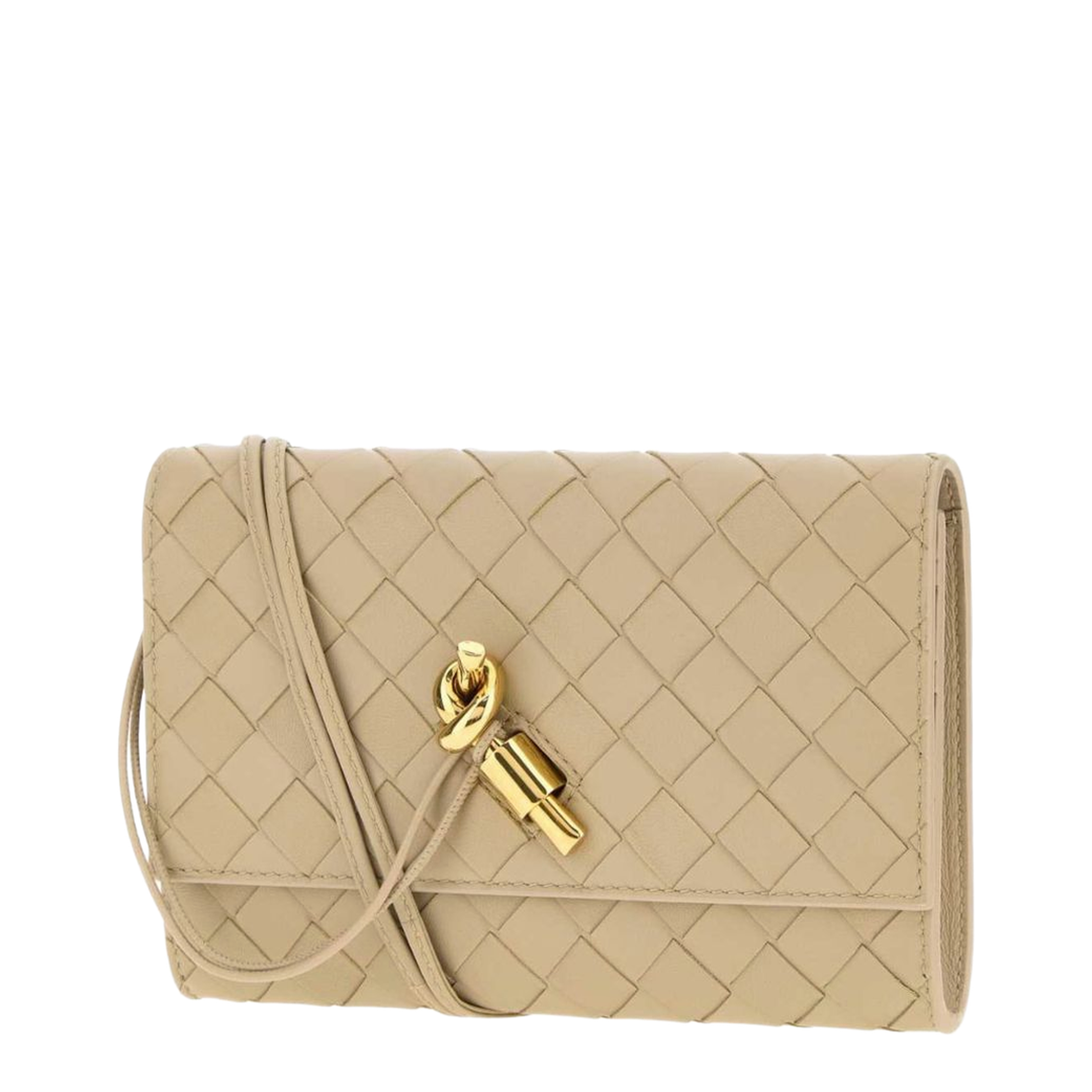 Andiamo Leather Pouch On Strap - Ecru