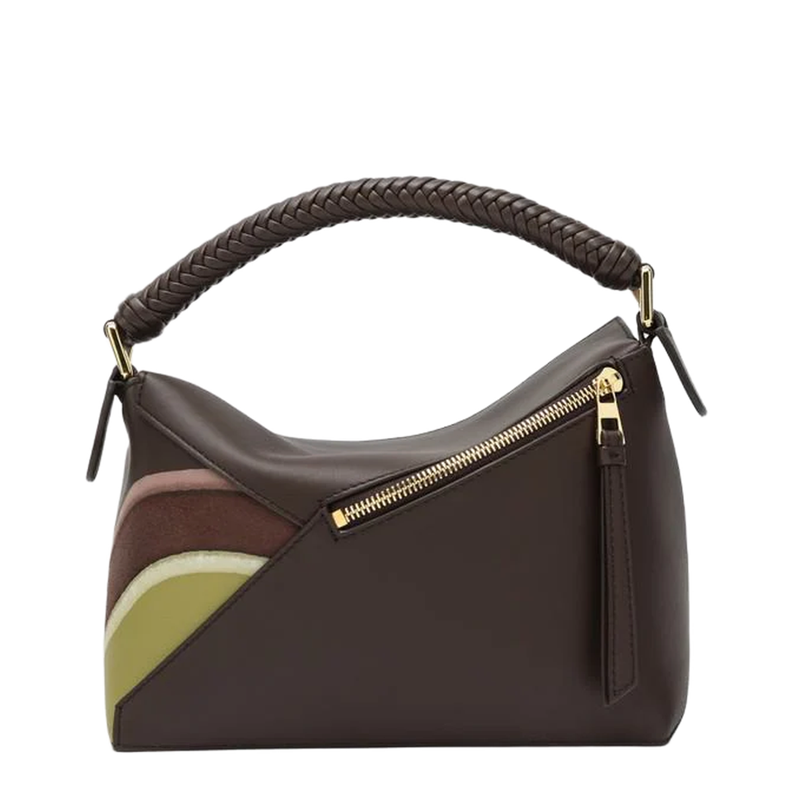 Puzzle Edge Small Bag Chocolate Light Moss