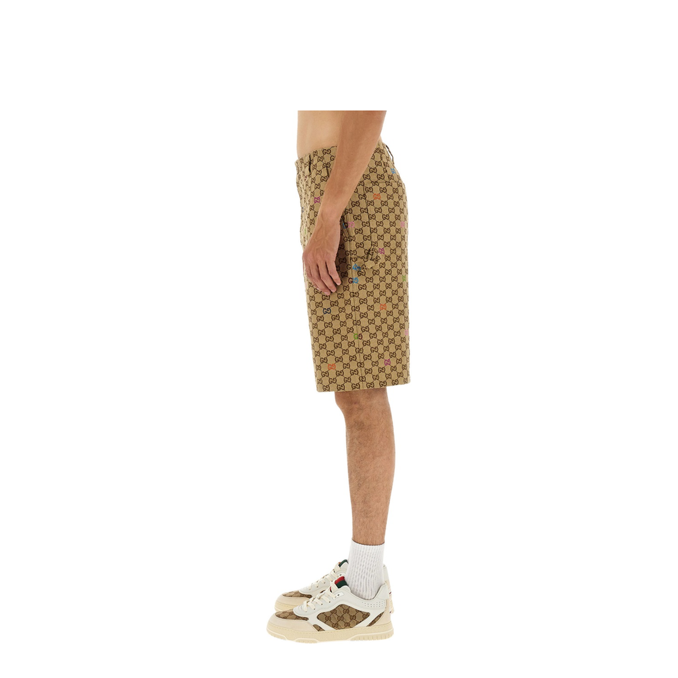 Canvas Shorts in Camel and Dark Brown