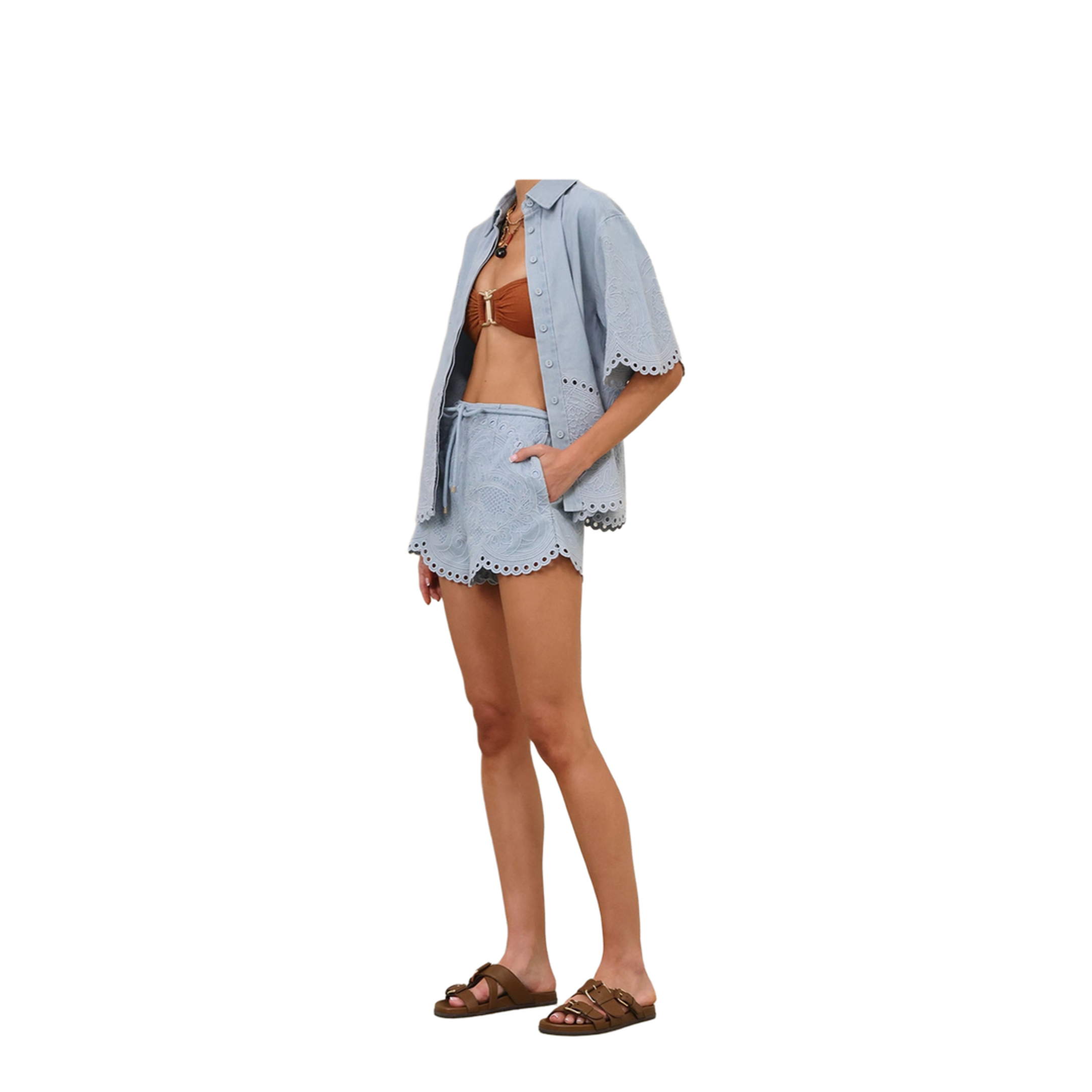 Daylight Embroidered Denim Shorts