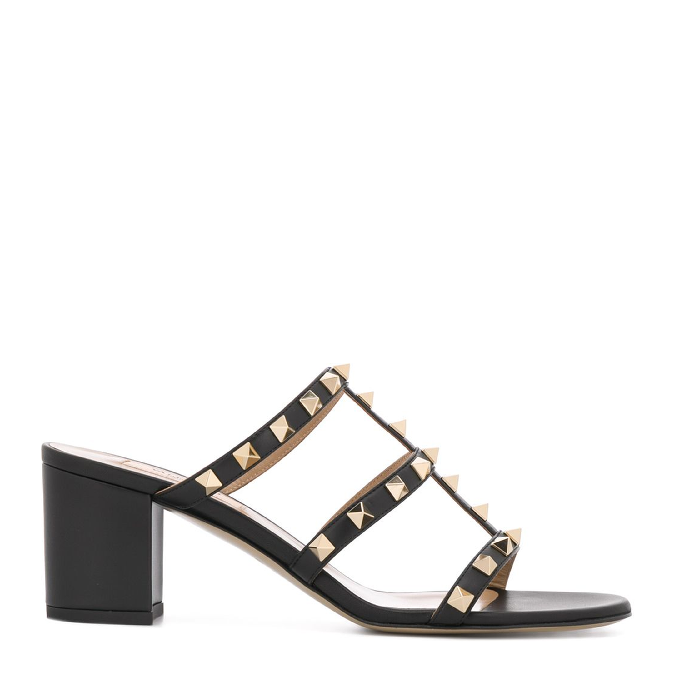 Rockstud Calfskin Leather Slide Sandal 60 Mm