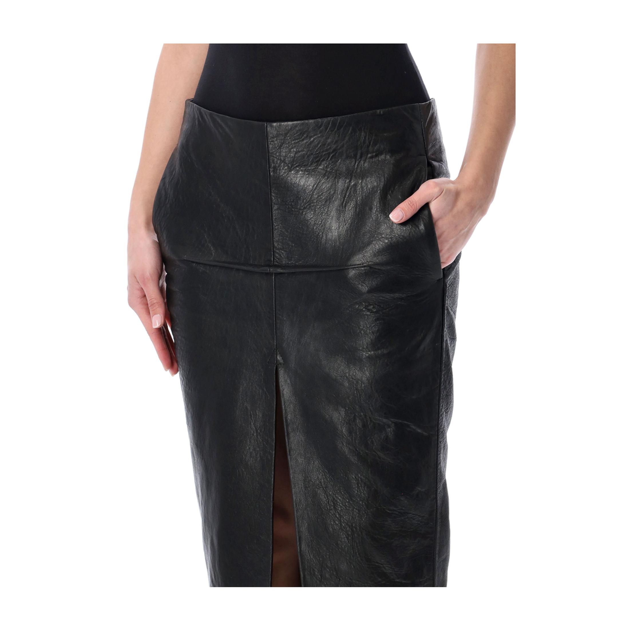 MAYFEYR - Rick Owens - Leather Long Skirt - Black - RP01F6385LBE09