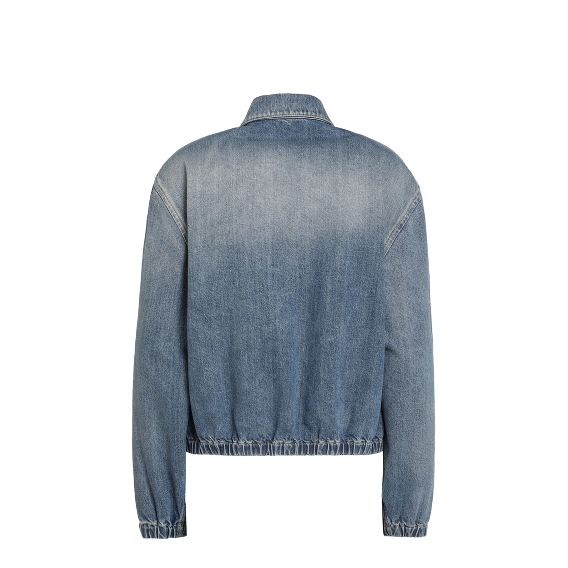 Blue Washed Denim Zip-Up Jacket