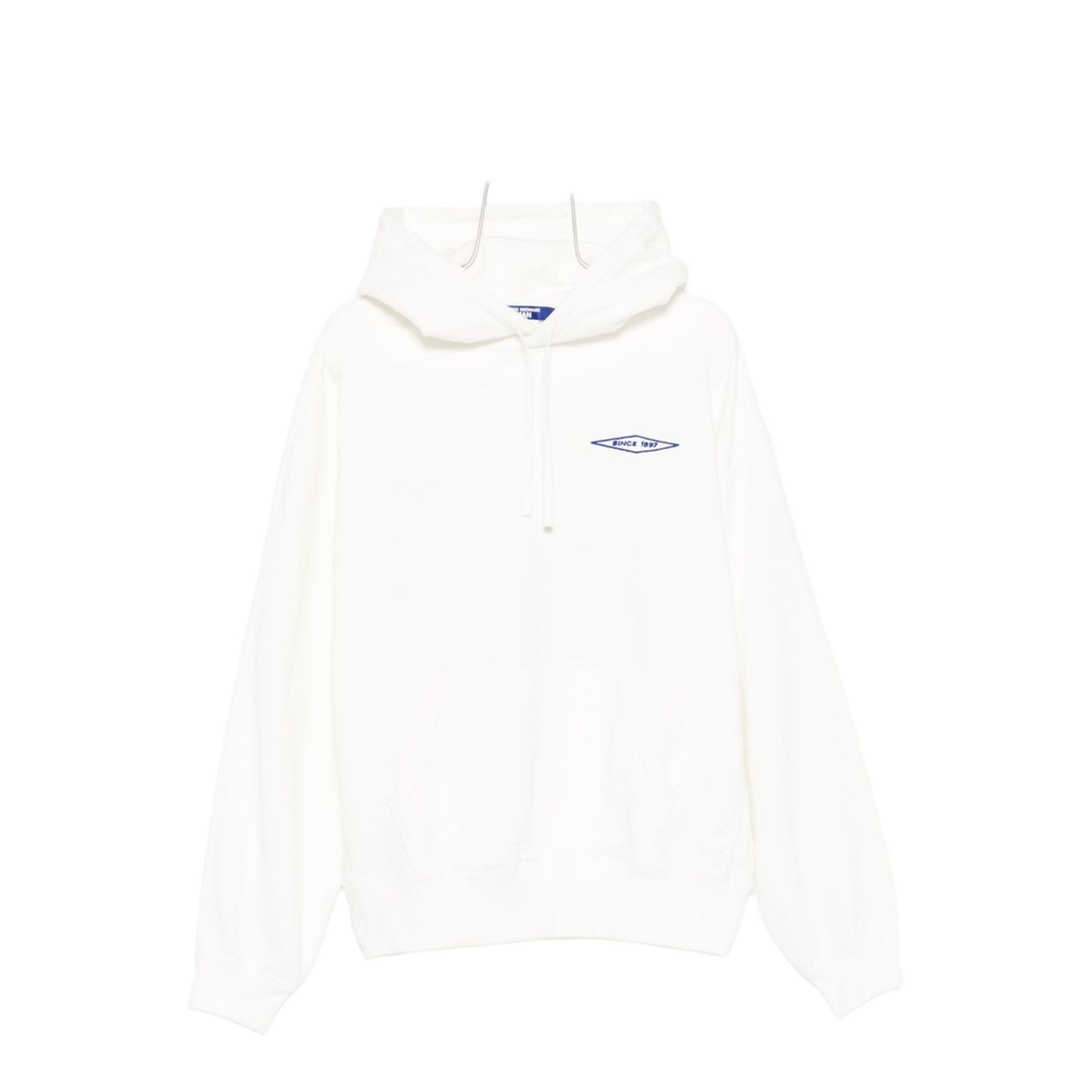 White Logo Cotton Hoodie