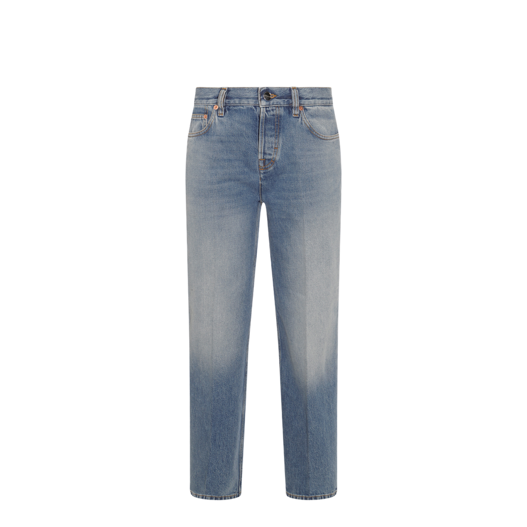 Straight Fit Denim Pants in Light Blue
