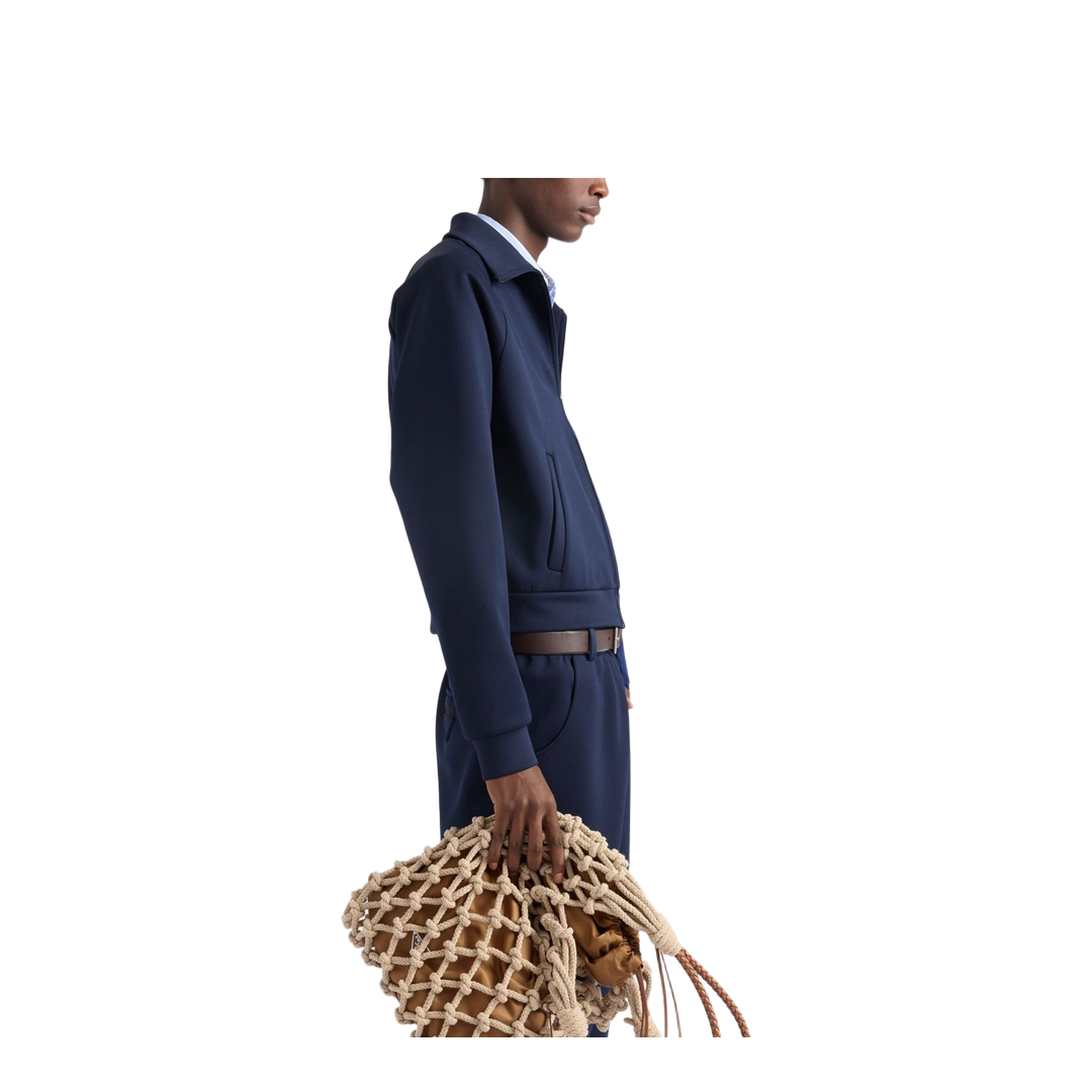 Zip Sweatshirt in Technical Fabric Blue