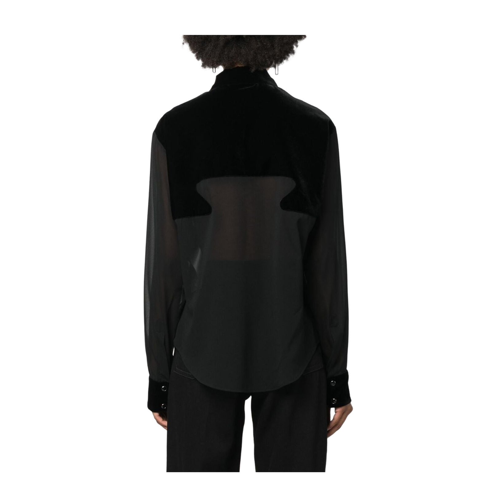 Panelled Buttoned Silk Shirt