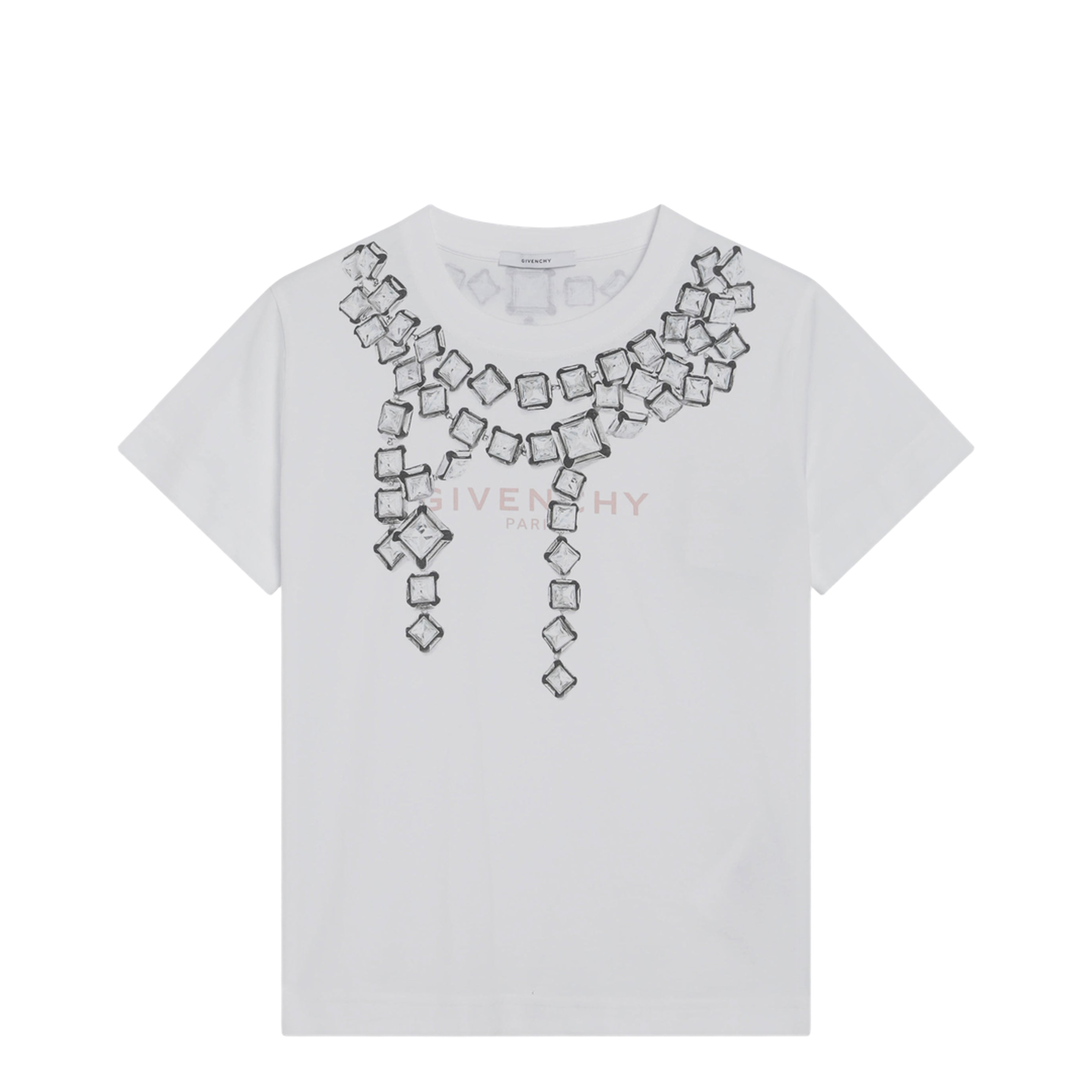 Deconstructed Crystals Cotton T-Shirt in White