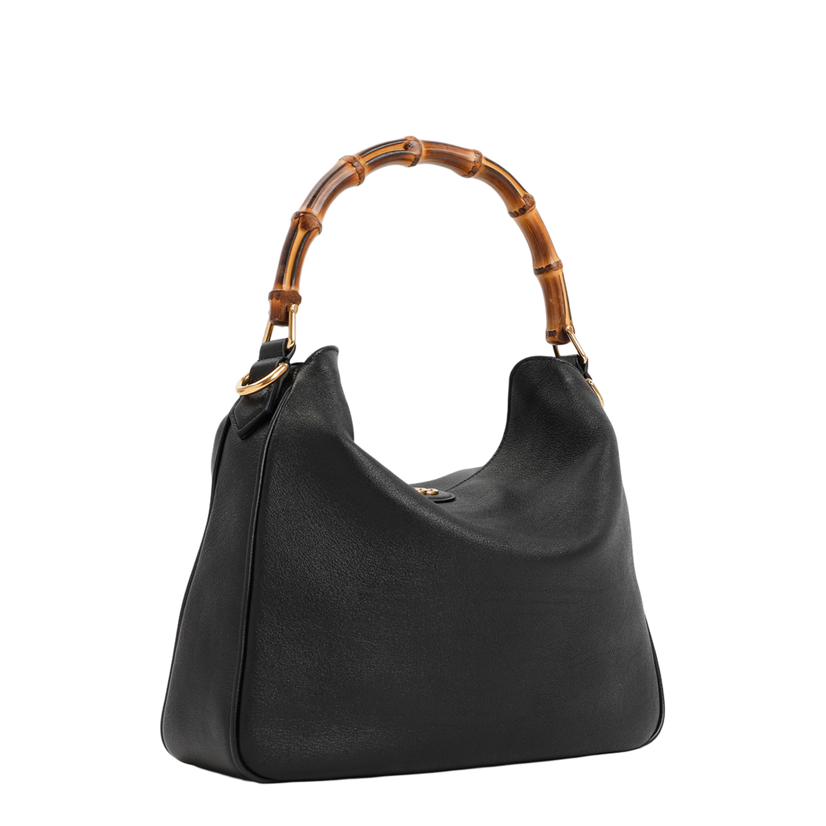 Diana Medium Leather Shoulder Bag - Black