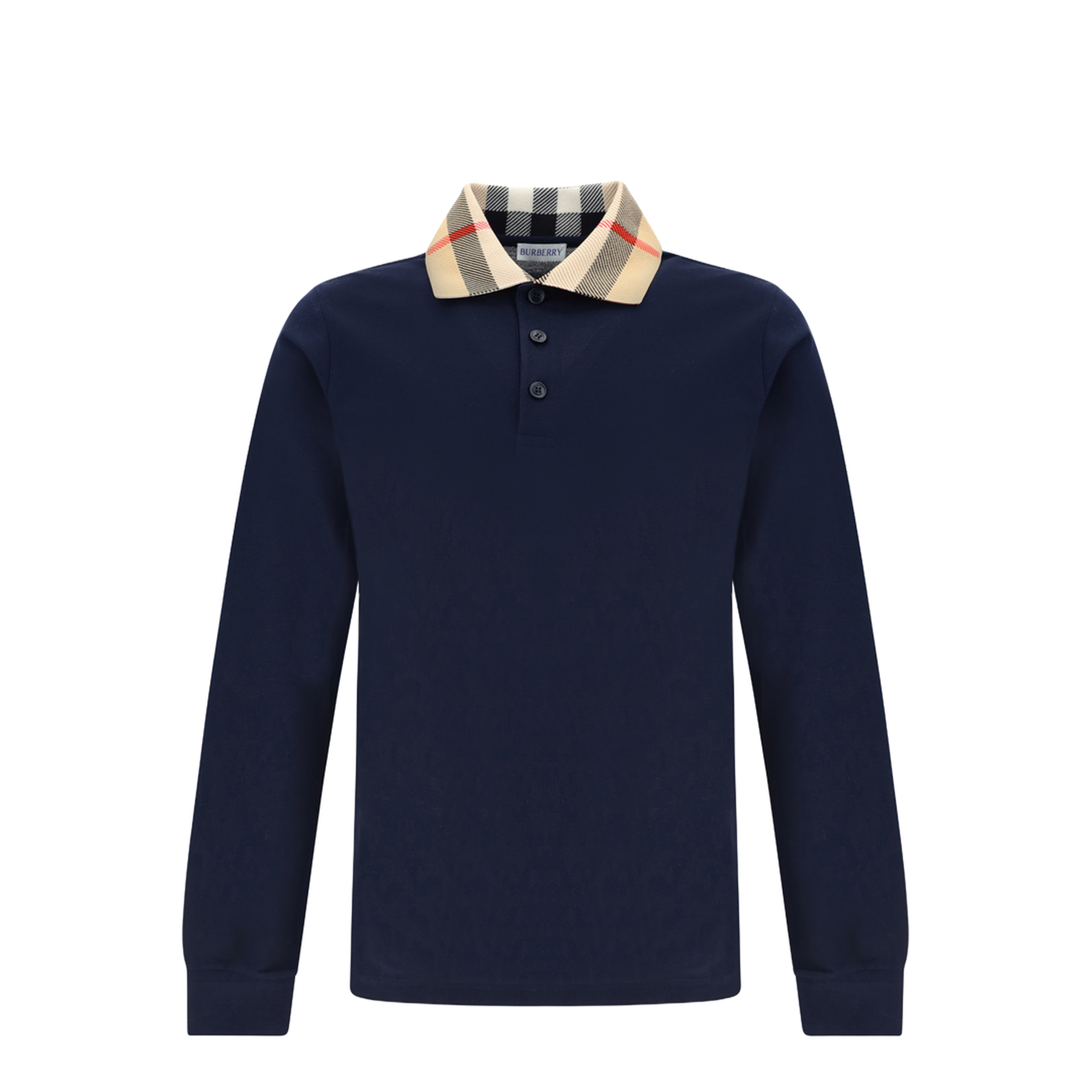 Check Collar Cotton Polo Shirt