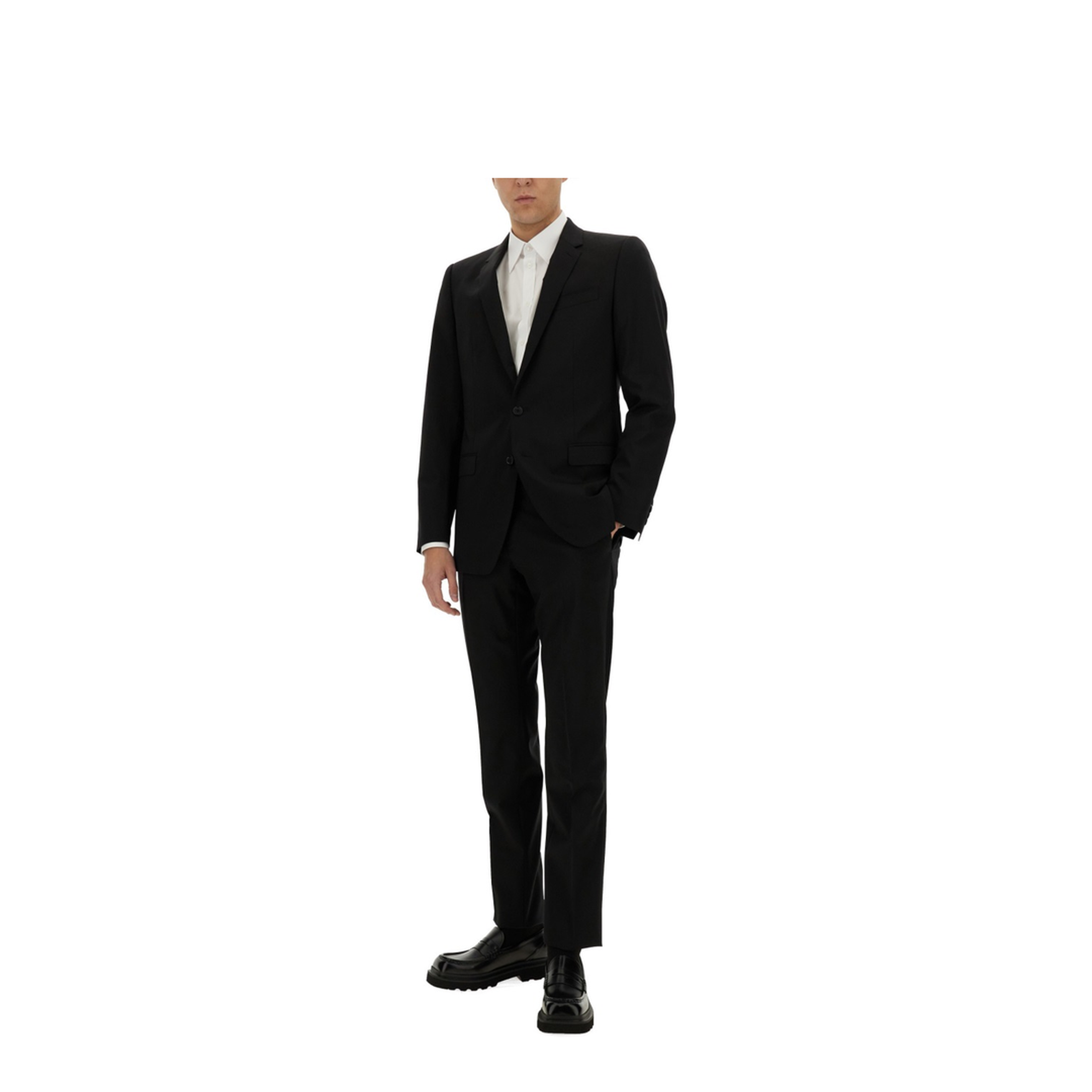 Two-piece suit in black wool