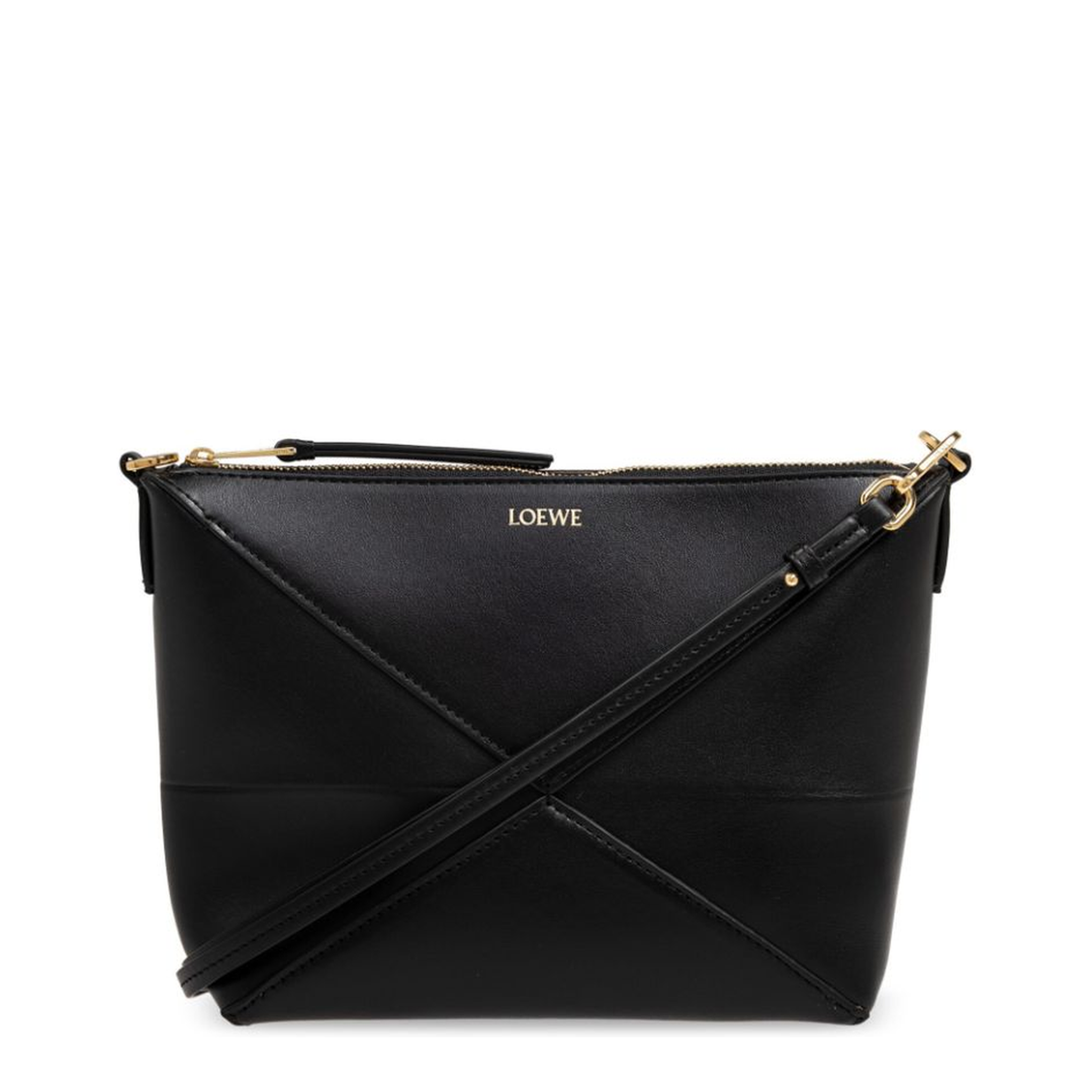 Puzzle Fold Leather Pouch - Black