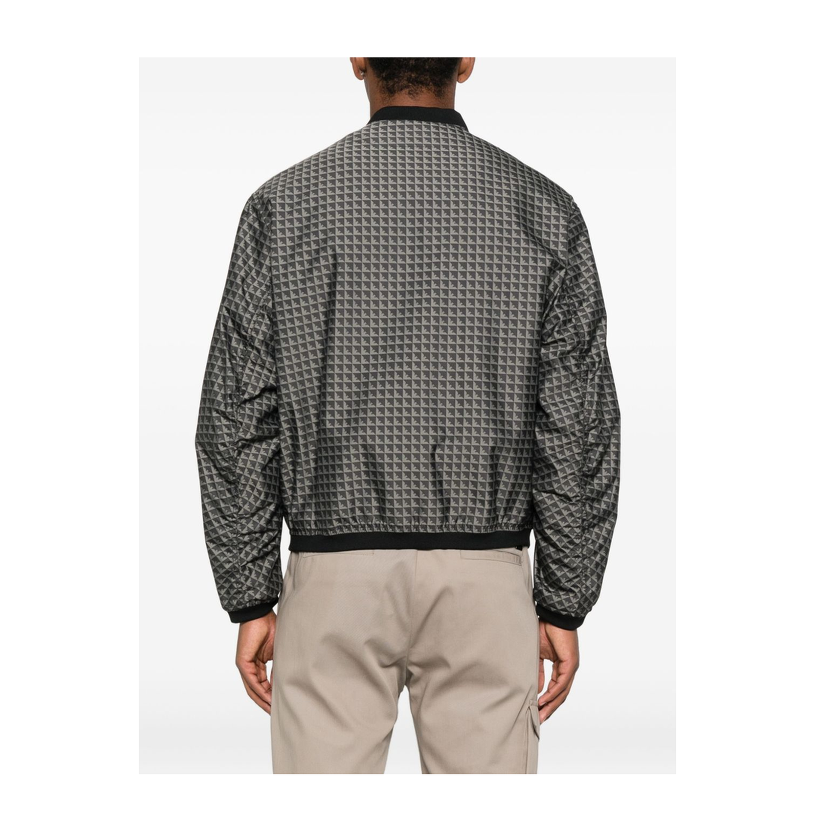Blouson in Nylon Jacquard with Repeated Eagle Motif