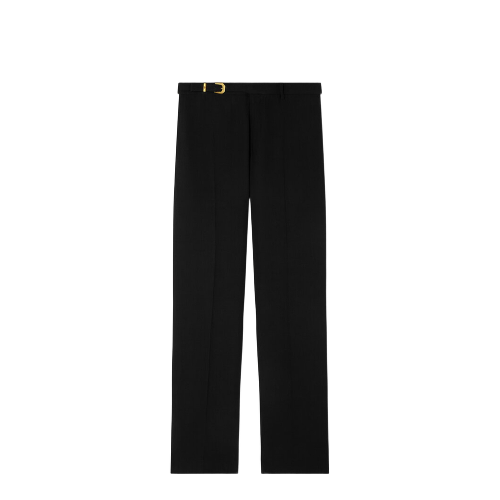 Black Pants with Belt and Logo Patch on the Rear in Wool