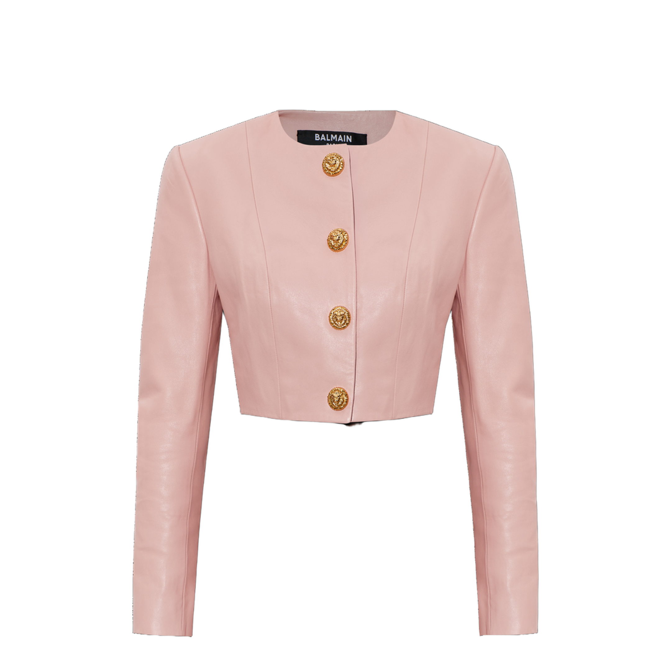Cropped Leather Jacket Pink