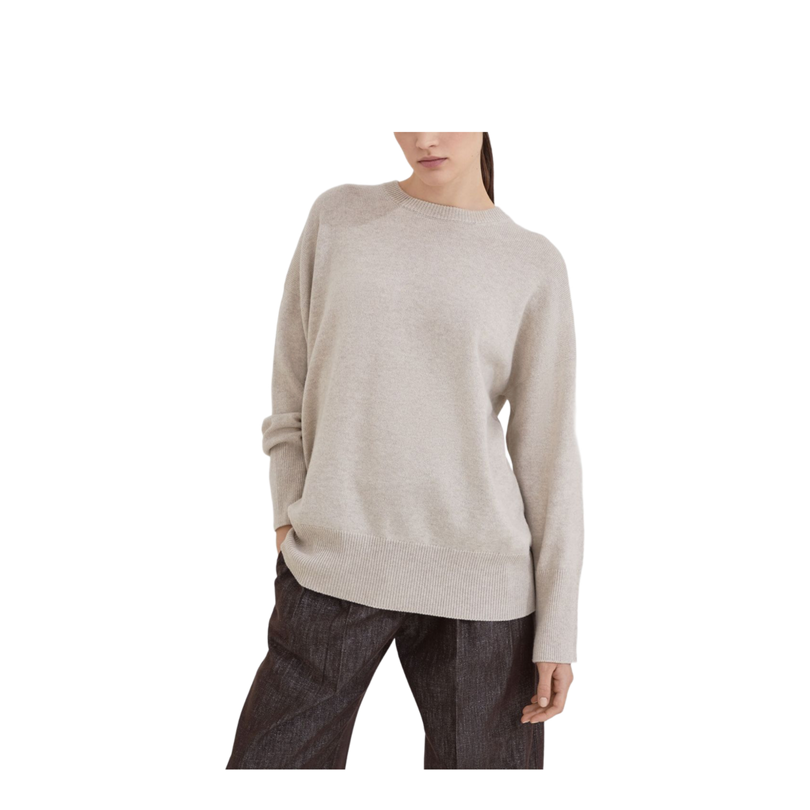 Cashmere Sweater with Monili in Beige