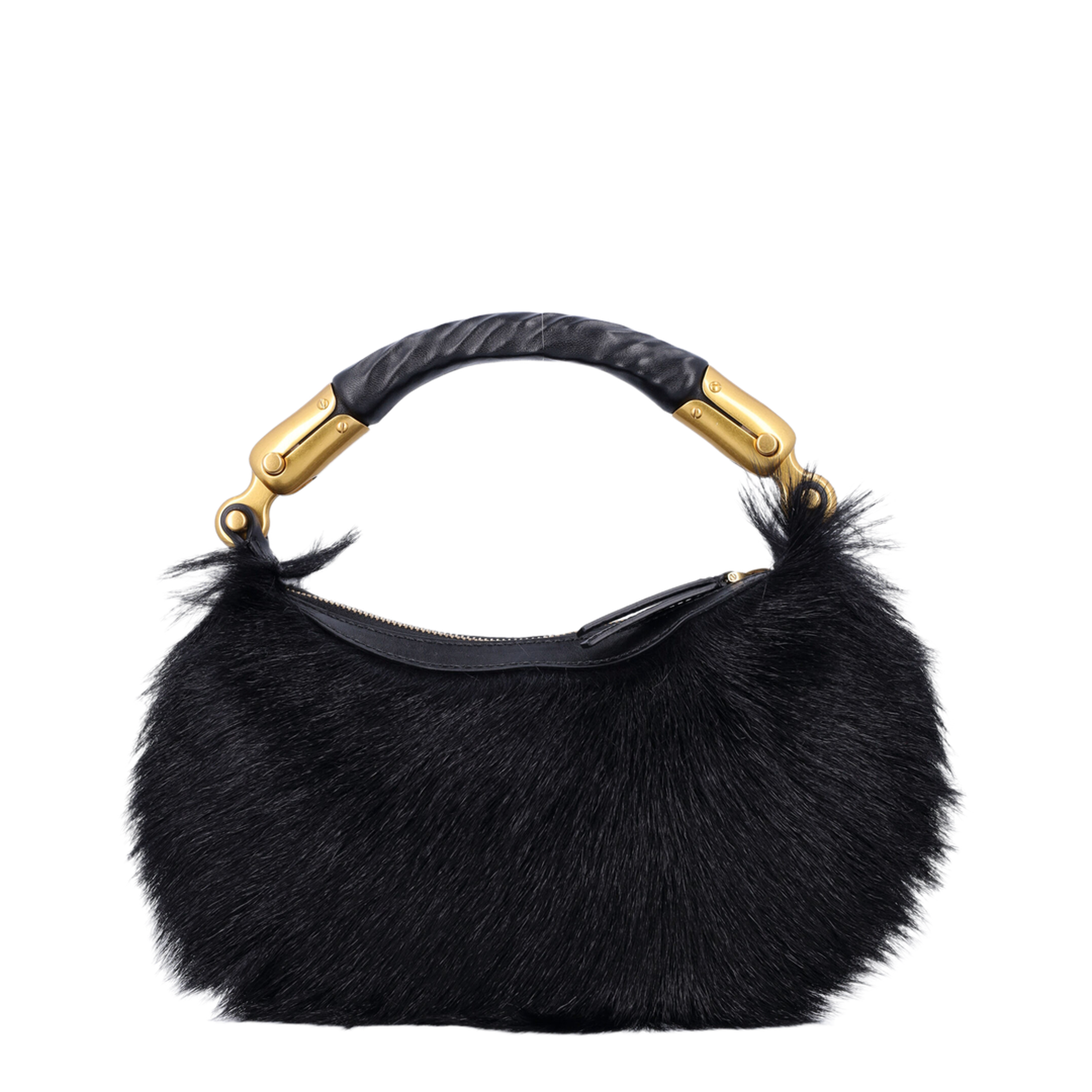Goat Fur Handbag - Black