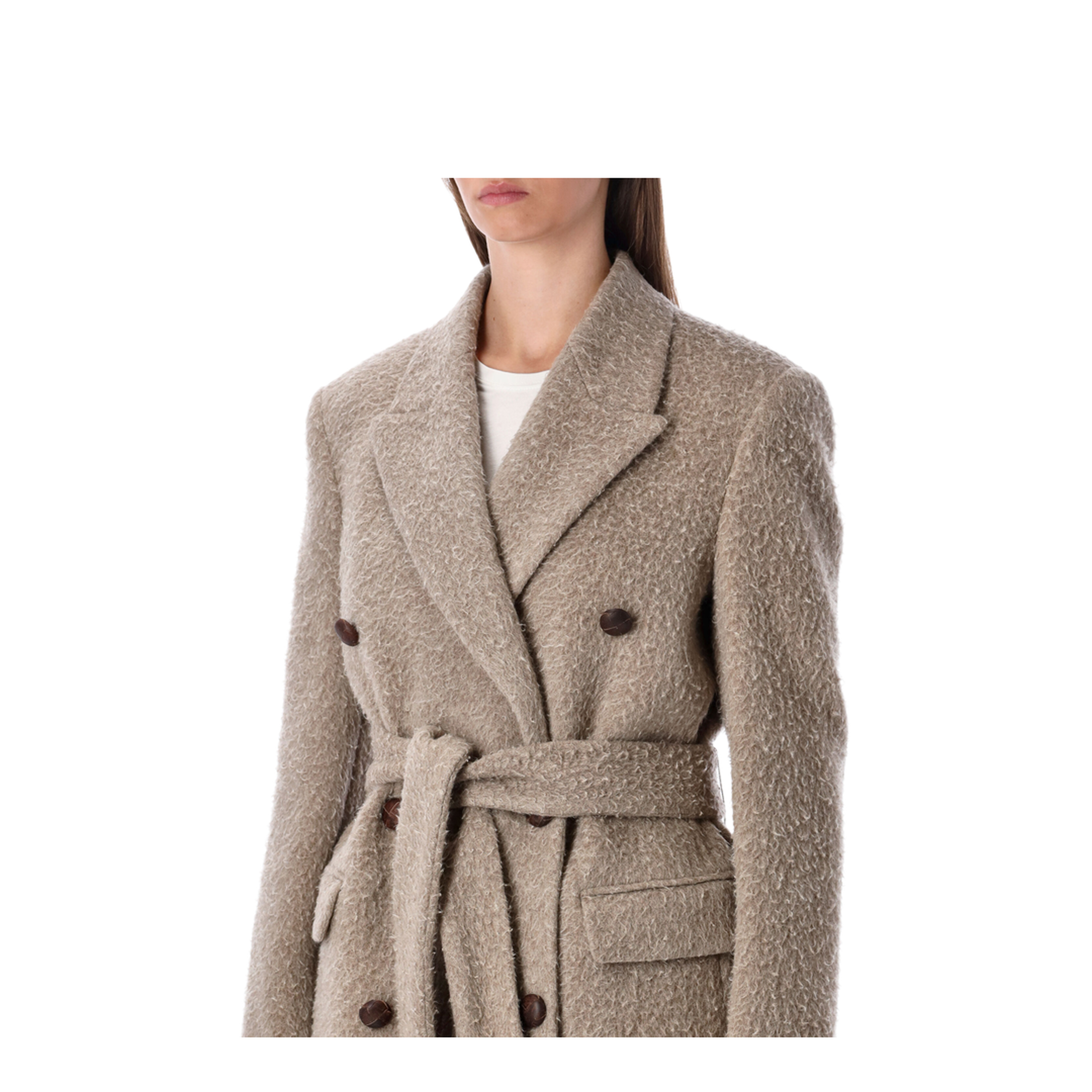 Greige Double-Breasted Coat