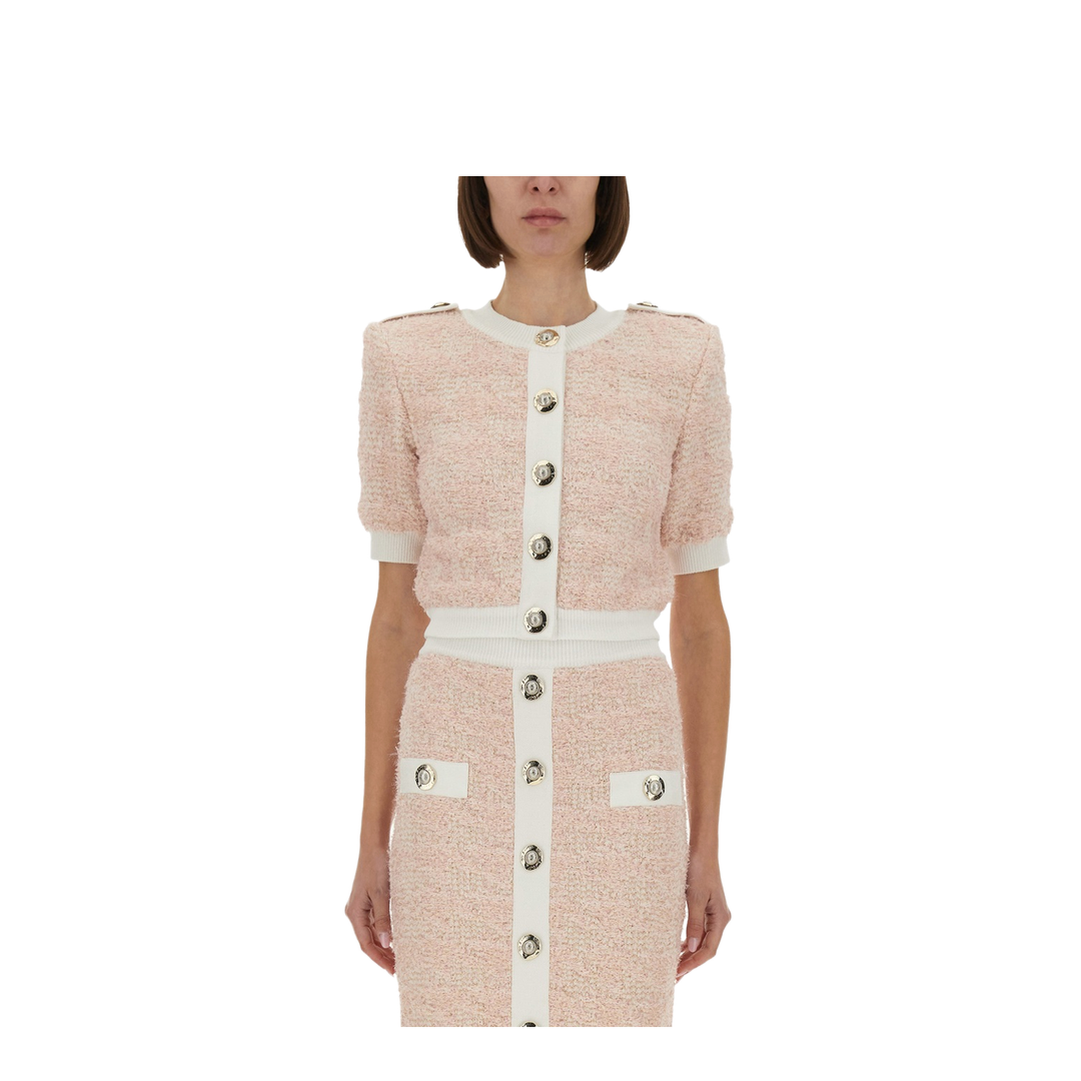 Short-Sleeved Knit Cardigan