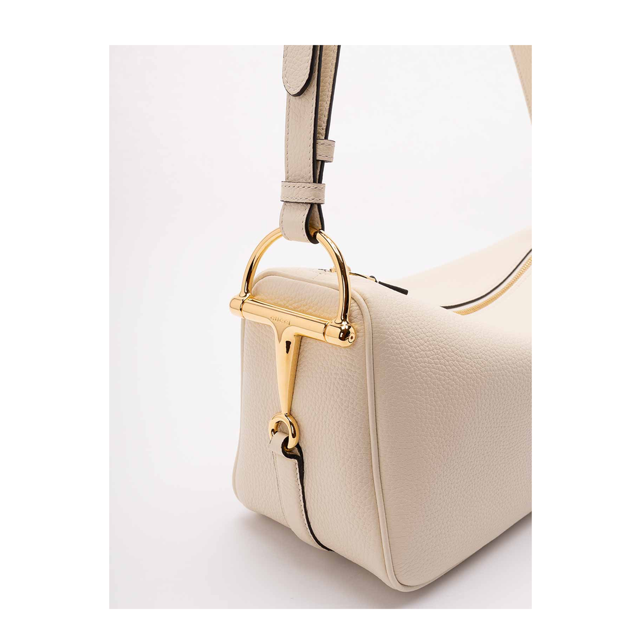 Half Horsebit Medium Calfskin Shoulder Bag - New Ivoire