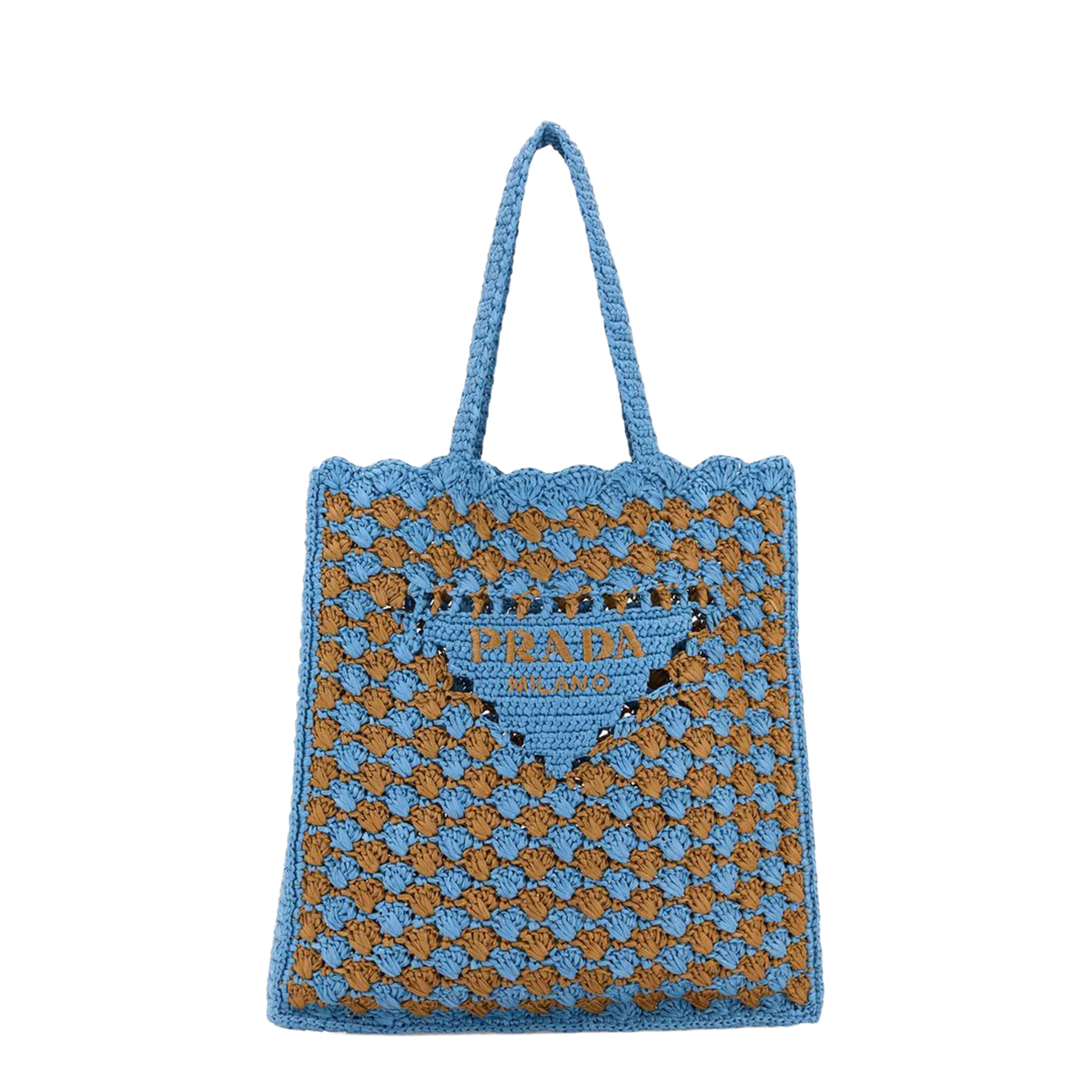Two-Tone Raffia Shopping Bag