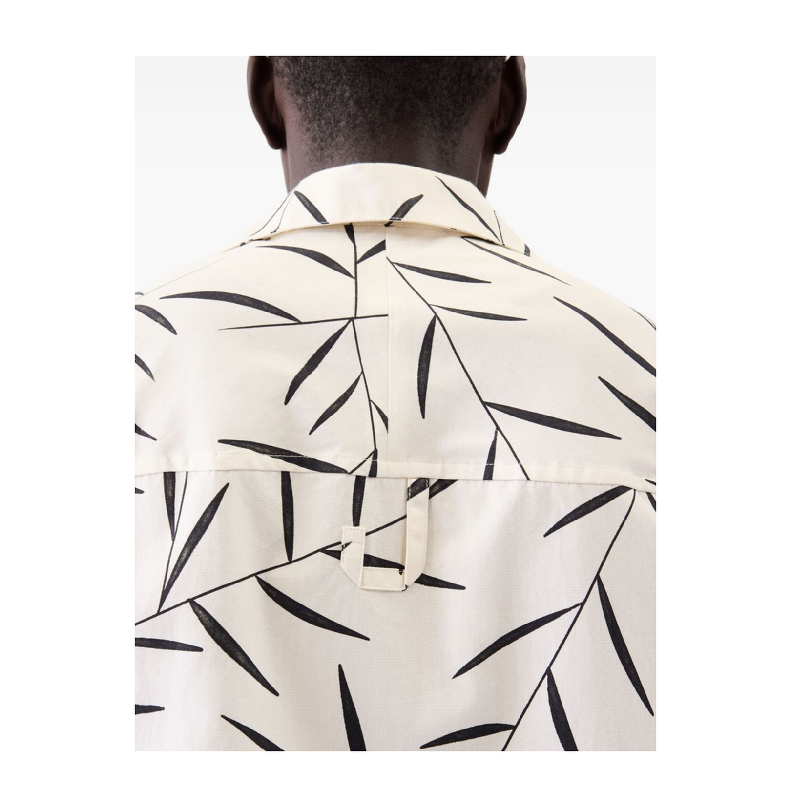Cream Black Leaf Pattern Camp Collar Shirt