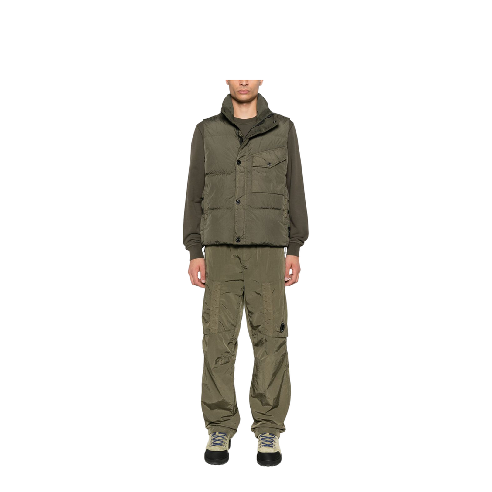 Down Vest in Recycled Nylon Rep