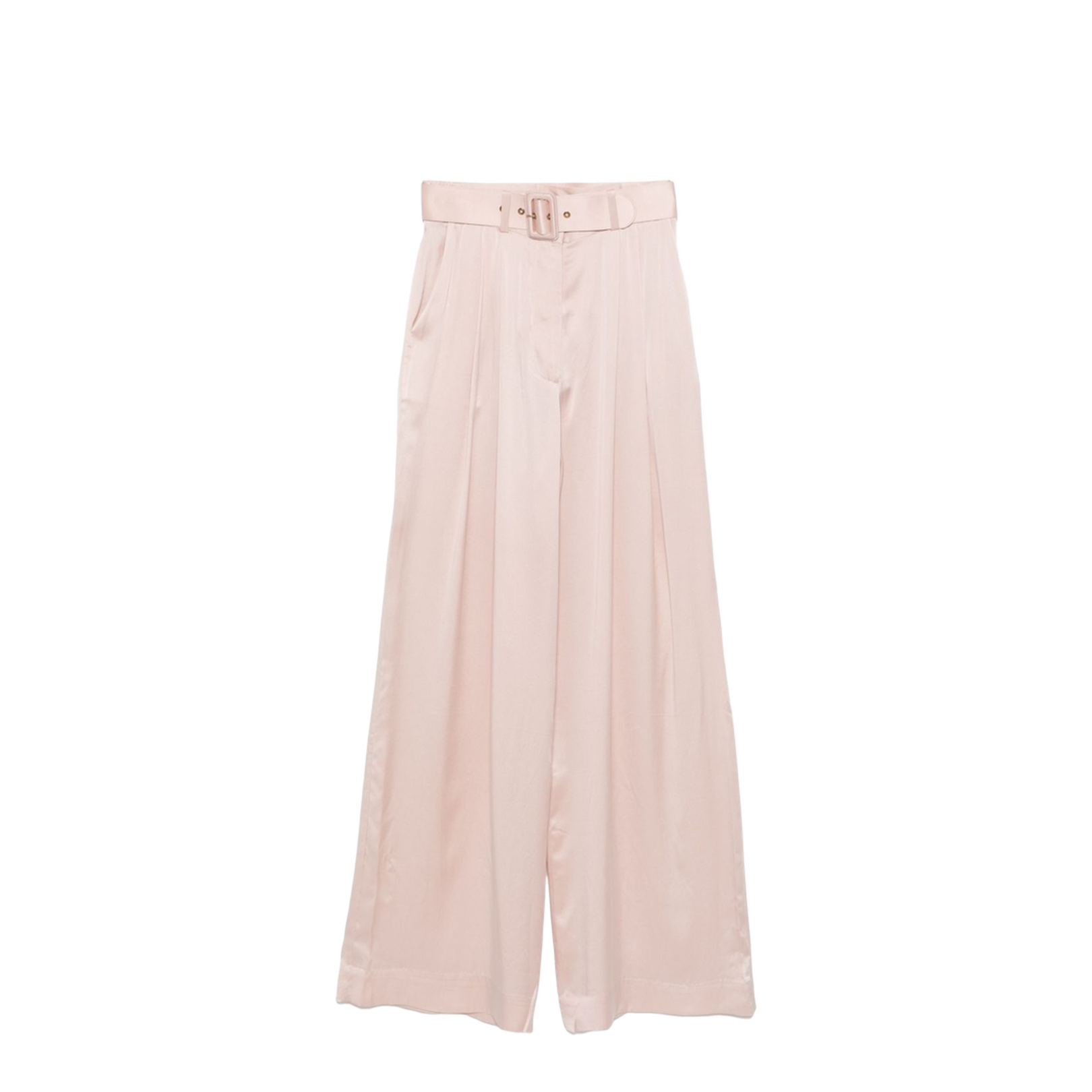 Pink Pastel Silk Wide-Leg Tuck Pant