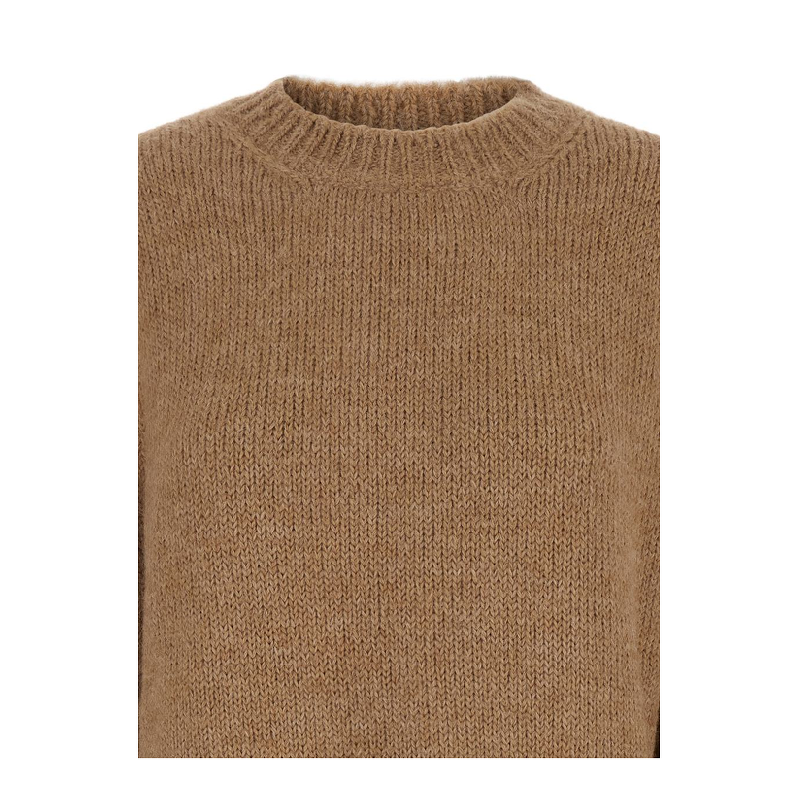 Oversized Beige Sweater With Ribbed Trim In Wool