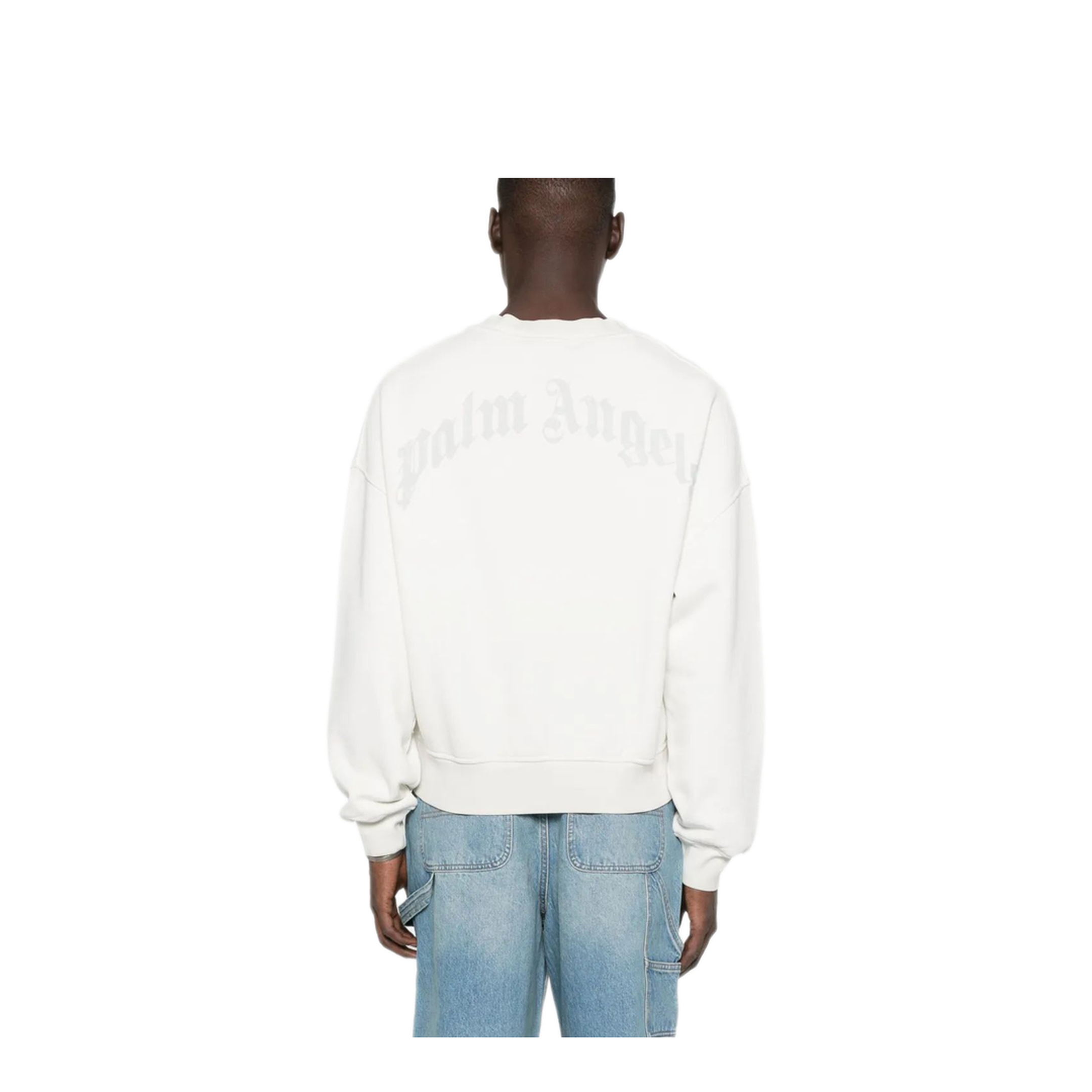 MAYFEYR - Palm Angels - Curved Logo Loose Collar Crew Off White - PMBA08KF25FLE001030B