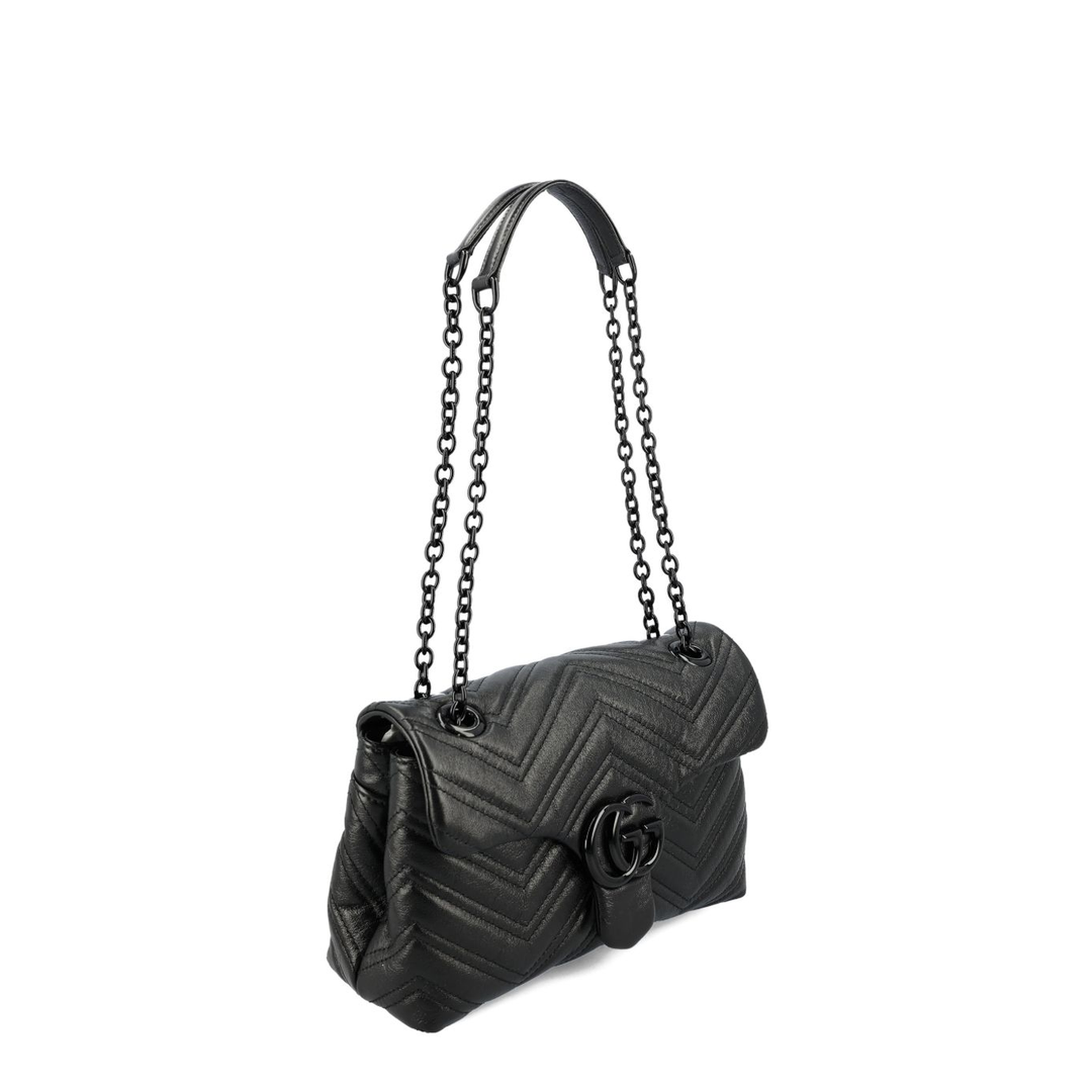 GG Marmont Small Matelassé Leather Shoulder Bag - Black