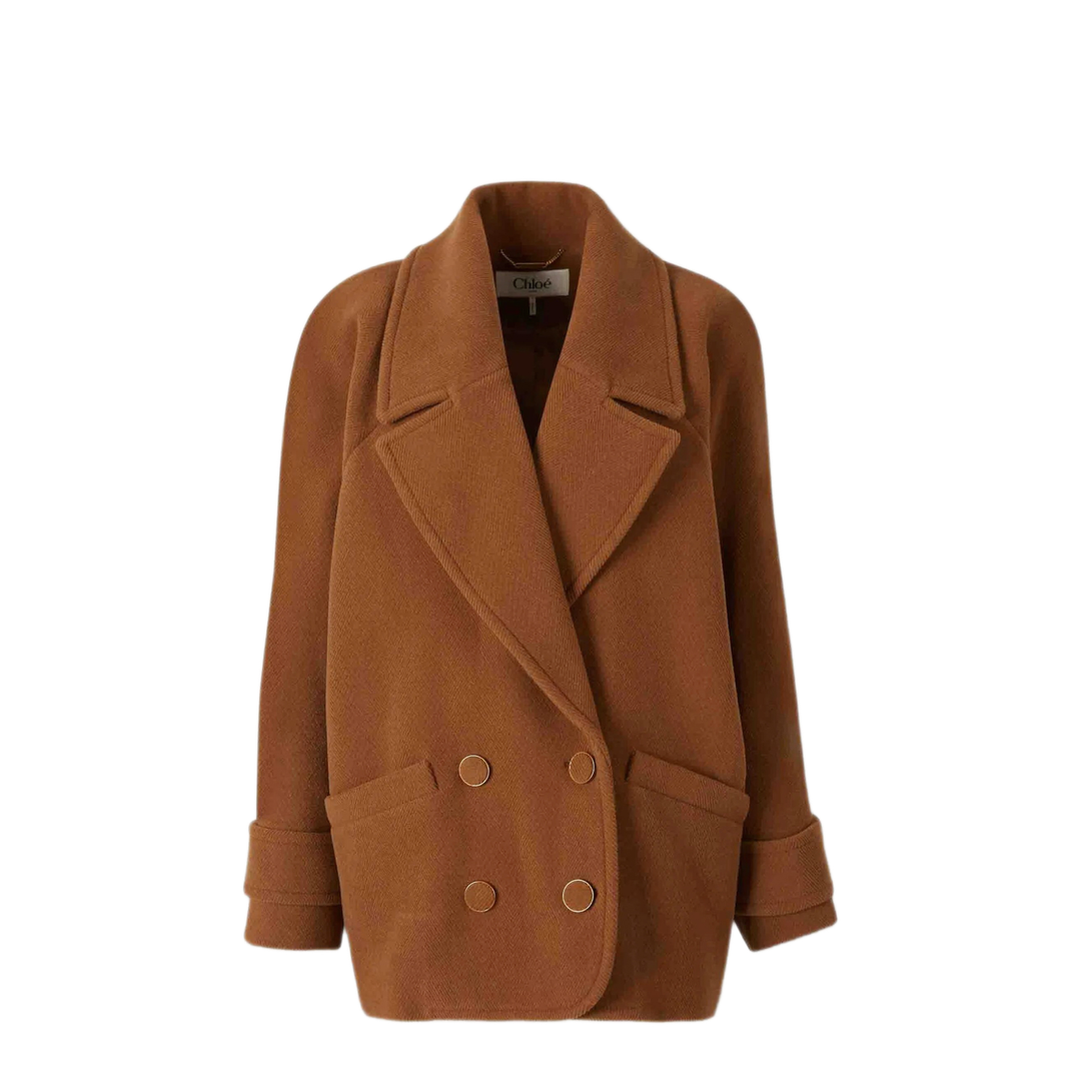 MAYFEYR - Chloè - Short Double-Breasted Wool Coat With Houndstooth Pattern - CH26AMA06077212
