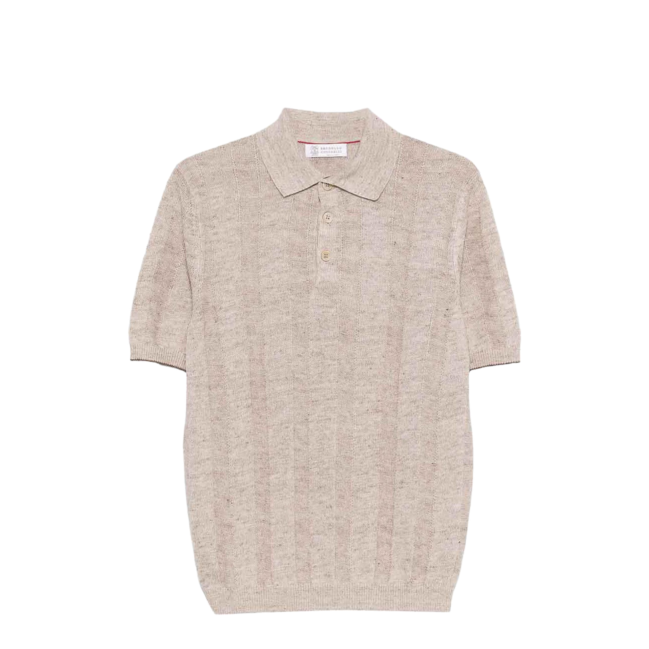 Ribbed Button Polo Shirt Brown