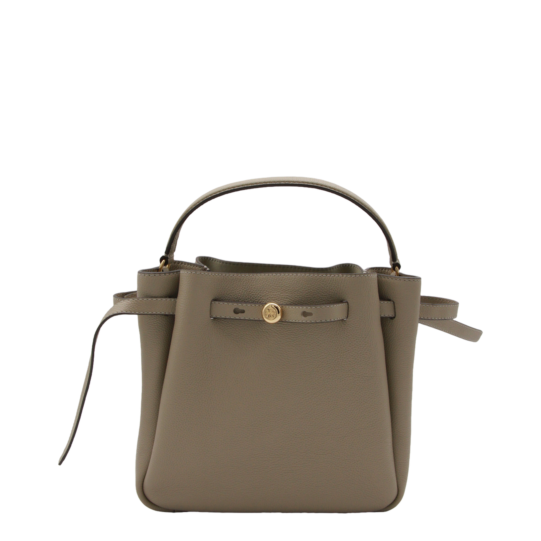 Romy Medium Pebbled Leather Bucket Bag - Soft Cement