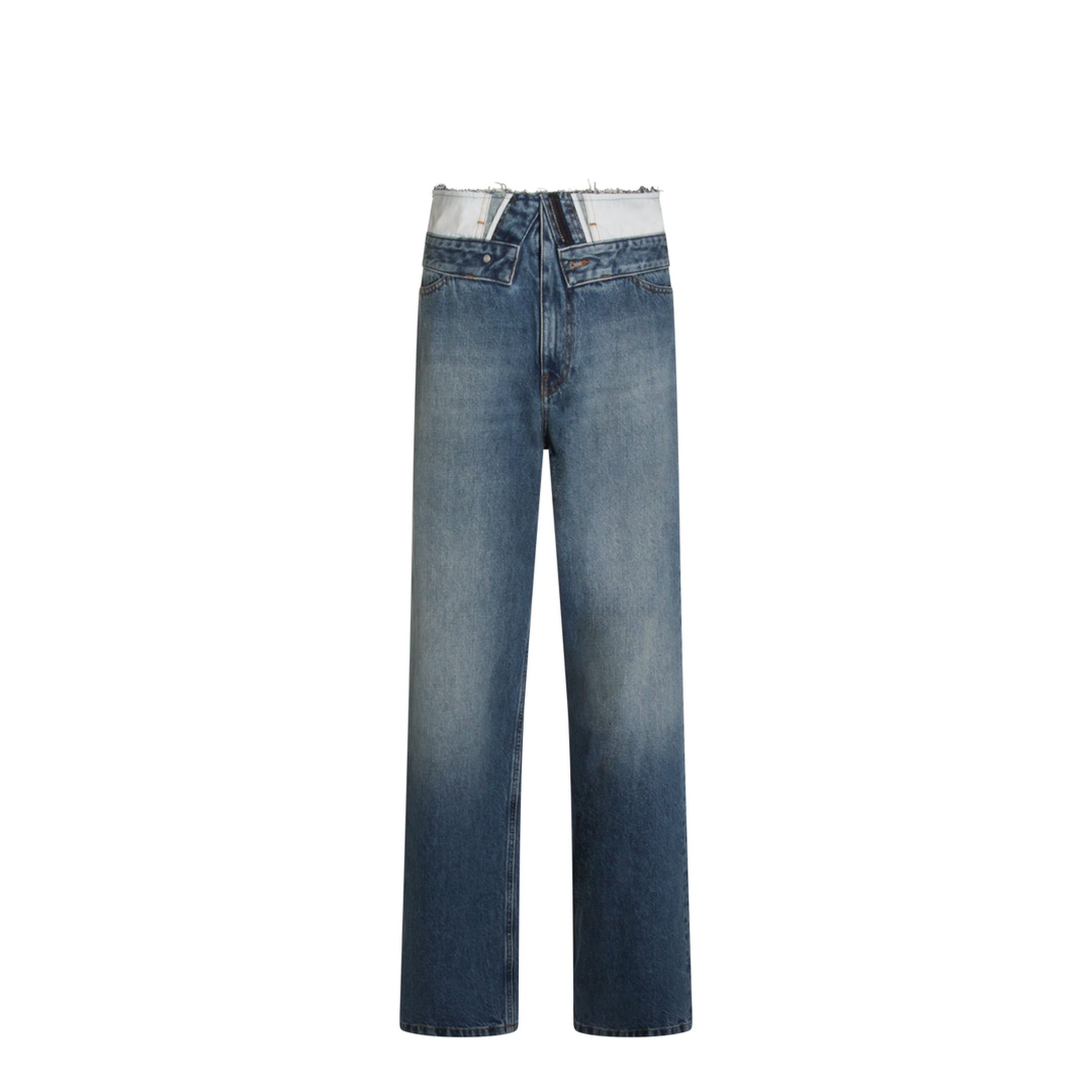 Light Blue Washed Jeans with Layered Waistband
