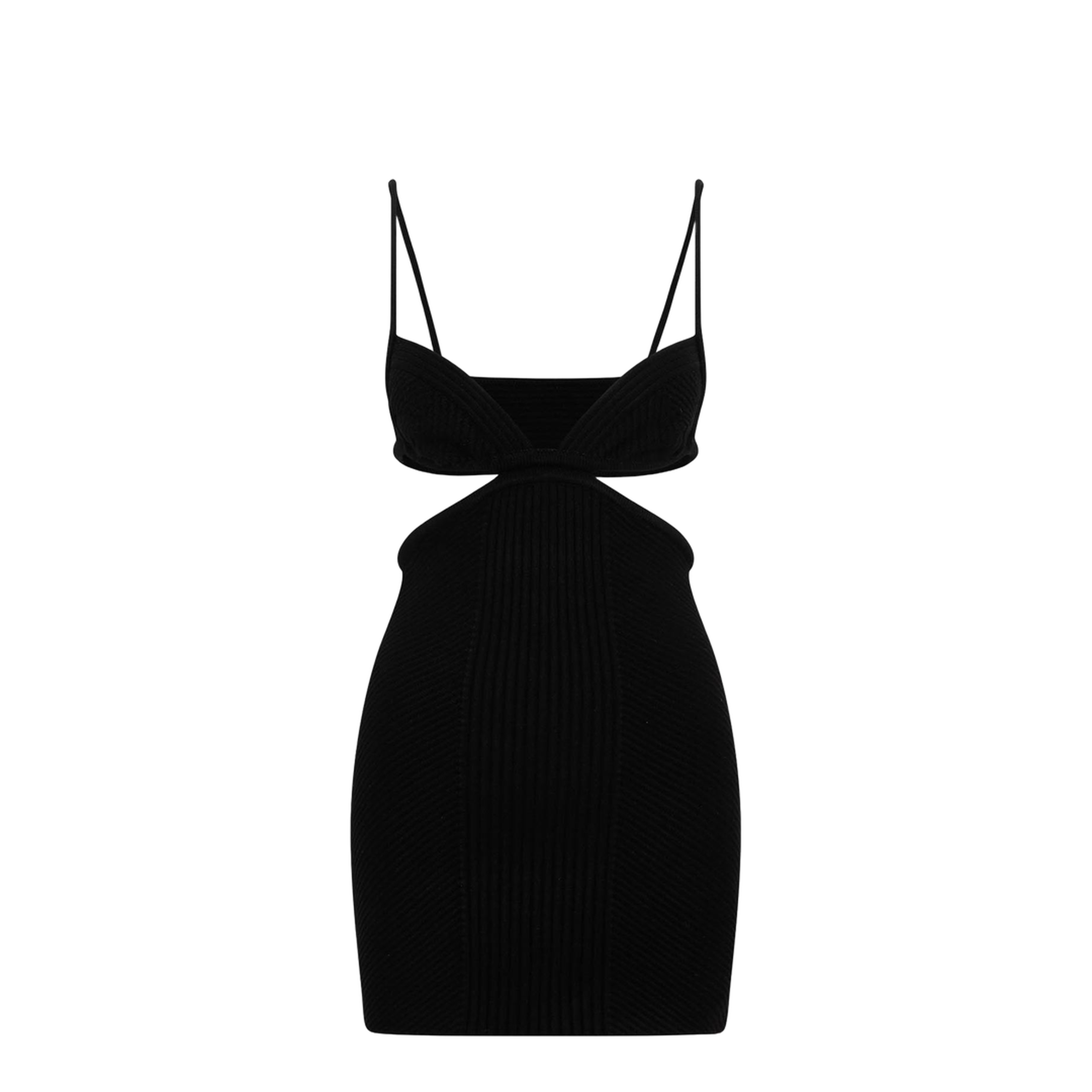 Black Cut Out Ribbed Mini Dress