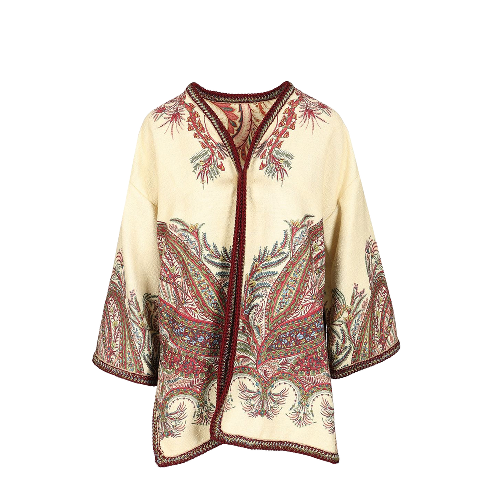 Cream Multicolor Paisley Print Short Sleeve Shirt