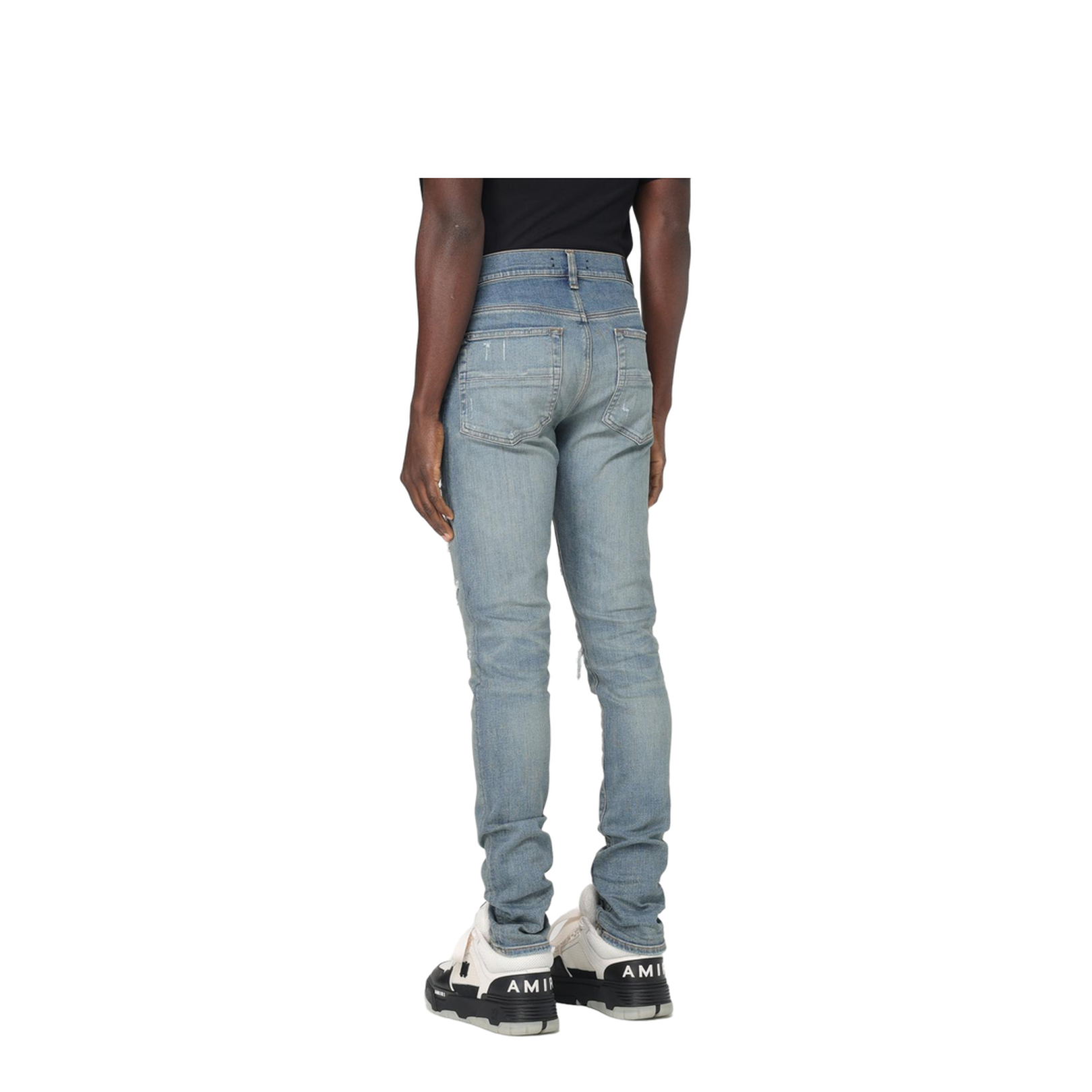 Blue 'Ma Quand' Jeans With Ripped Details On The Front And Logo Patch On The Rear In Denim
