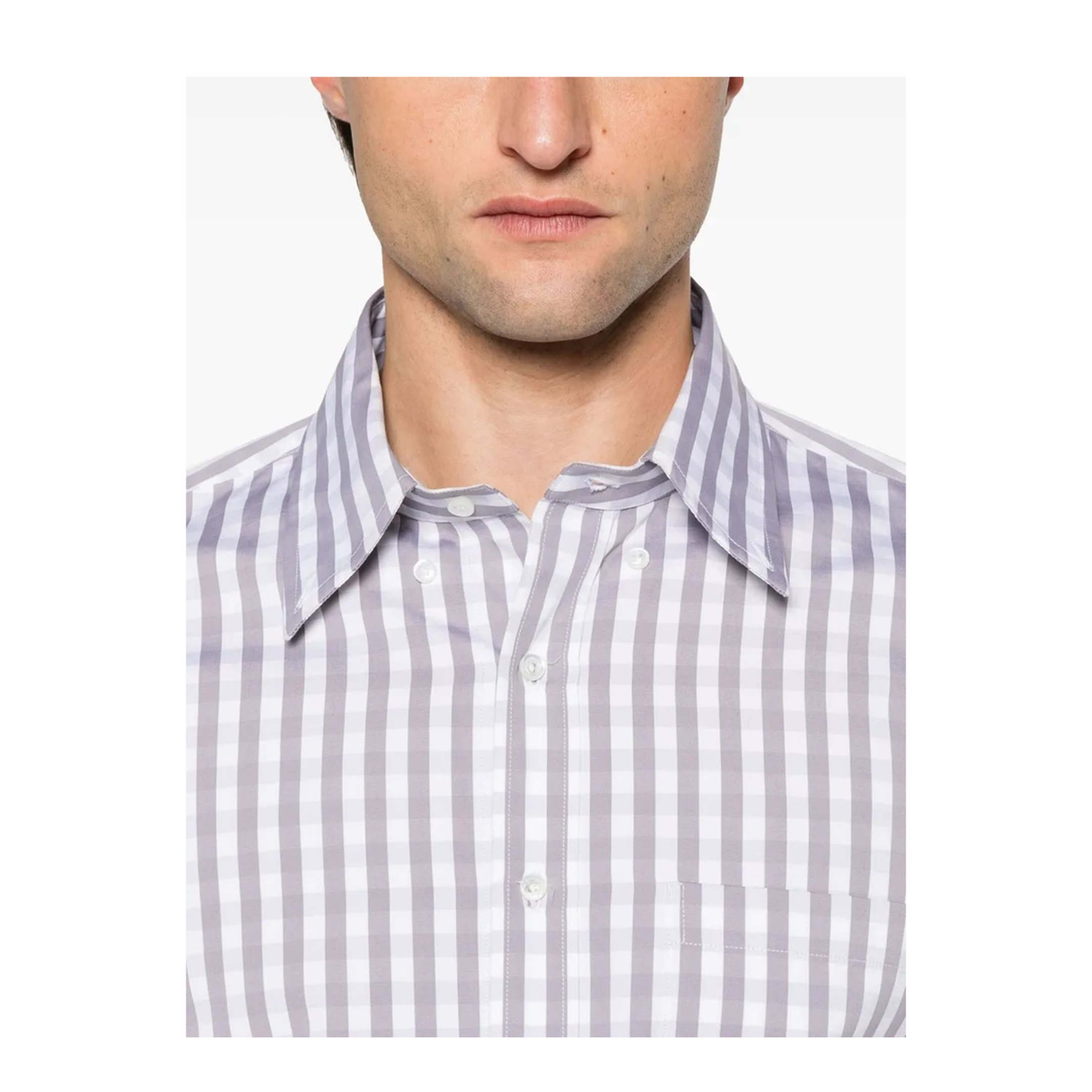 MAYFEYR - Thom Browne - Straight Fit L/S Shirt With Gg Armband In Gingham Check Poplin - MWL301OF0998035