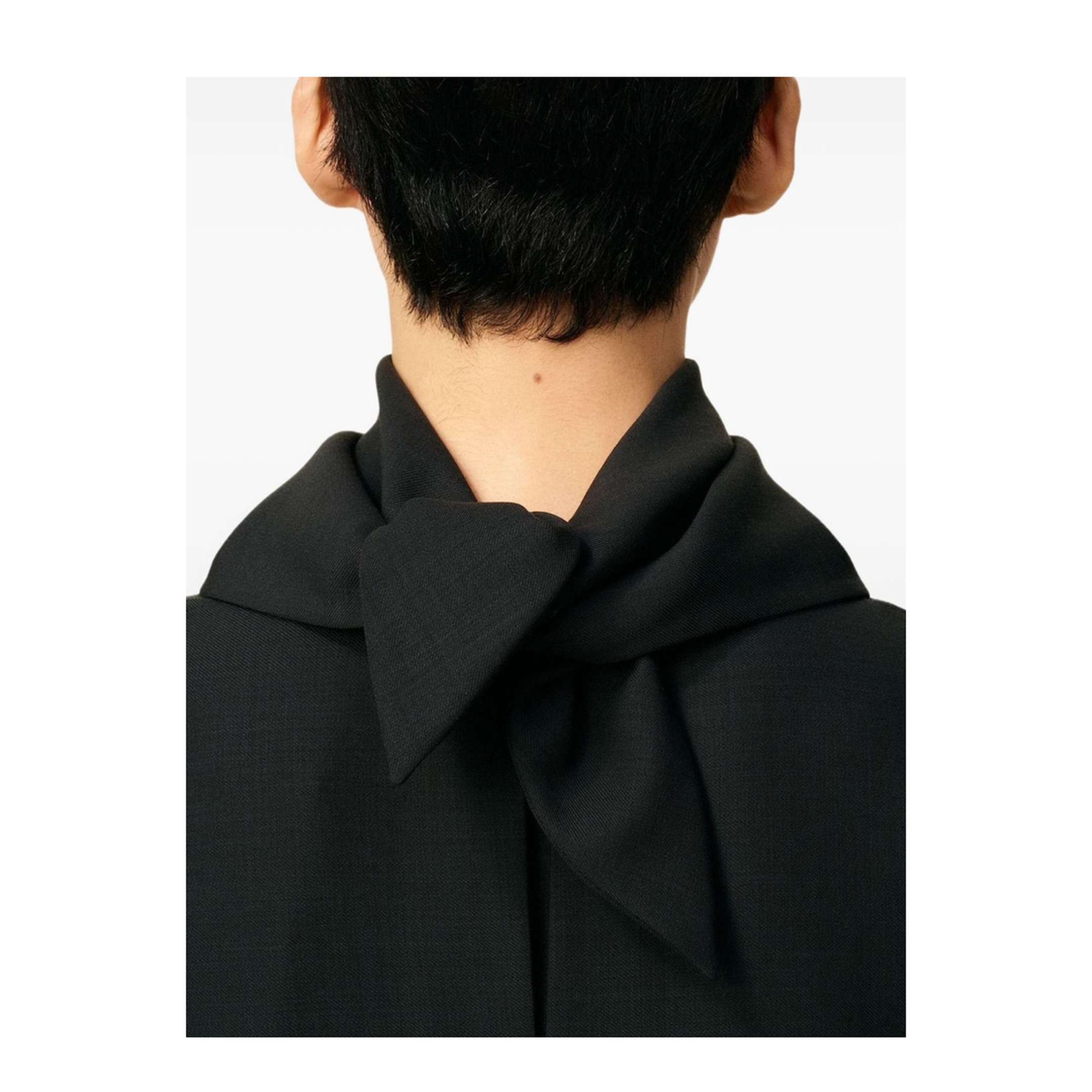 Black Wool Long Sleeves Bandana Blouse