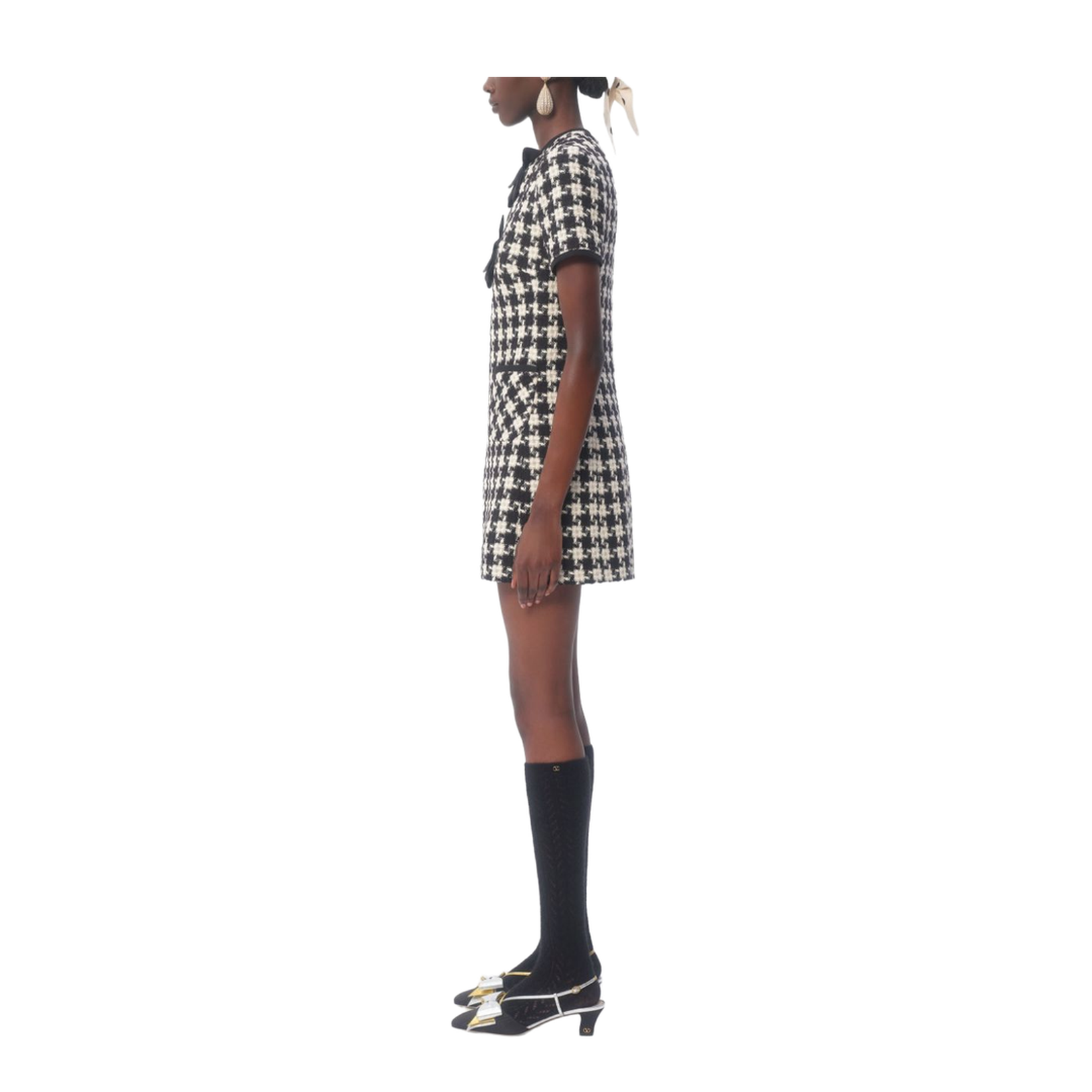 Ivory Silk Geometric-Pattern Dress