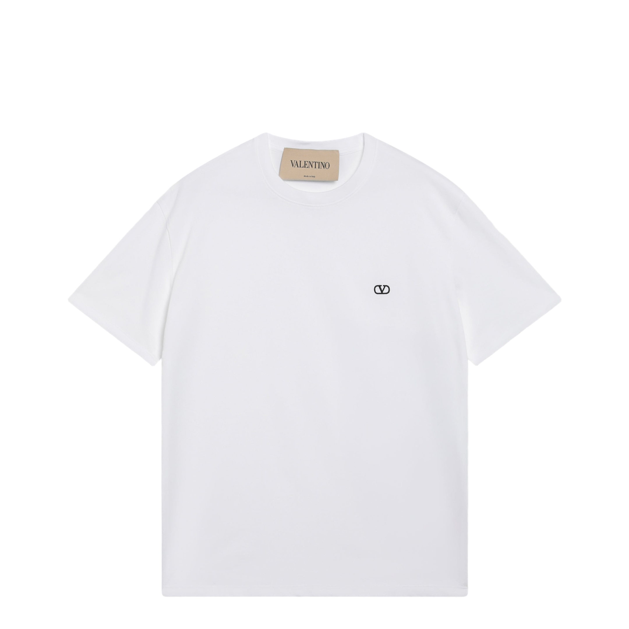 MAYFEYR - Valentino - White Cotton T-Shirt With Vlogo Embroidery - 9V3MG10VBMM0BO