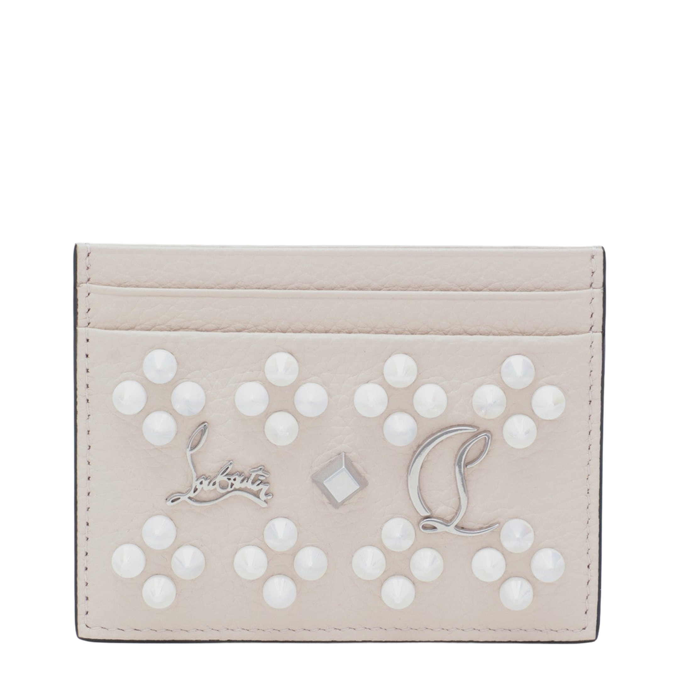 Kios Card Holder in Grained Calfskin and Spikes