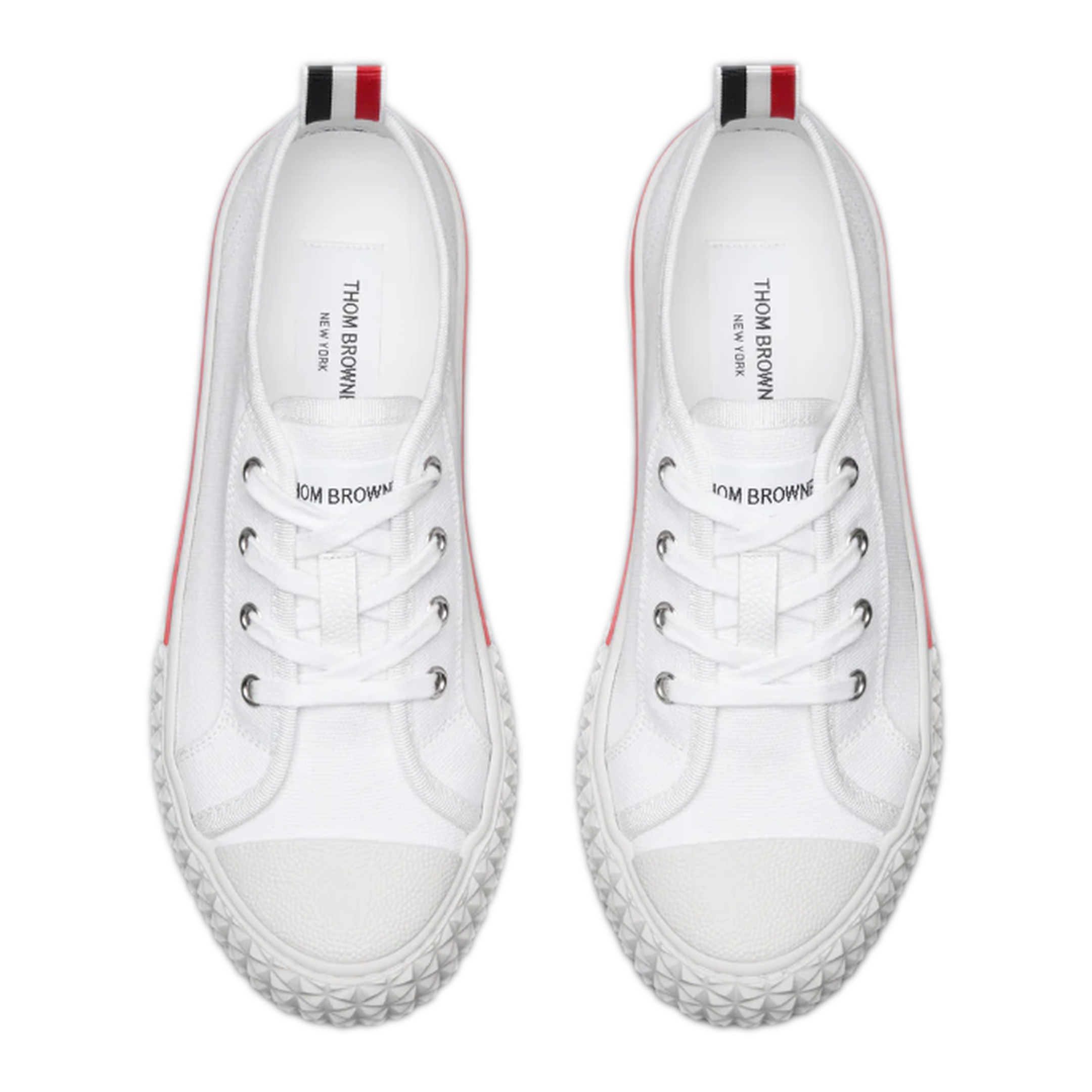 MAYFEYR - Thom Browne - Collegiate Low Top Trainer With Tartan Tread Sole In Organic Canvas - FFD125AF0102100