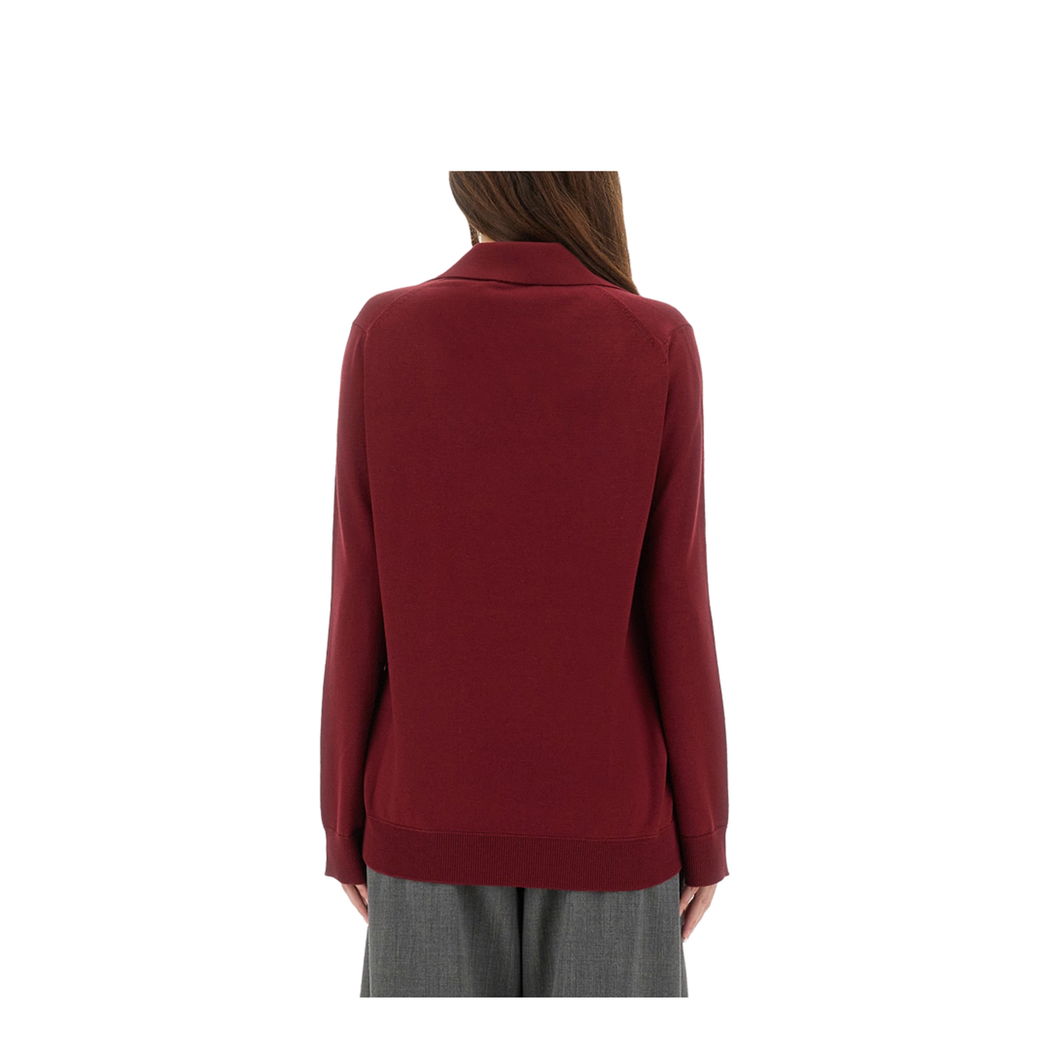 Extra Fine Wool Polo Top in Rosso Ancora Red